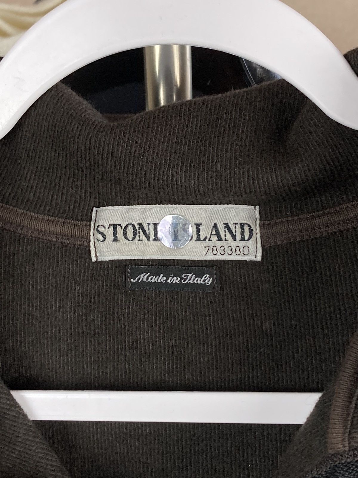Stone Island × Vintage Vintage Stone Island big logo wool 1/4 zip brown sweater Size US M / EU 48-50 / 2 - 9 Thumbnail