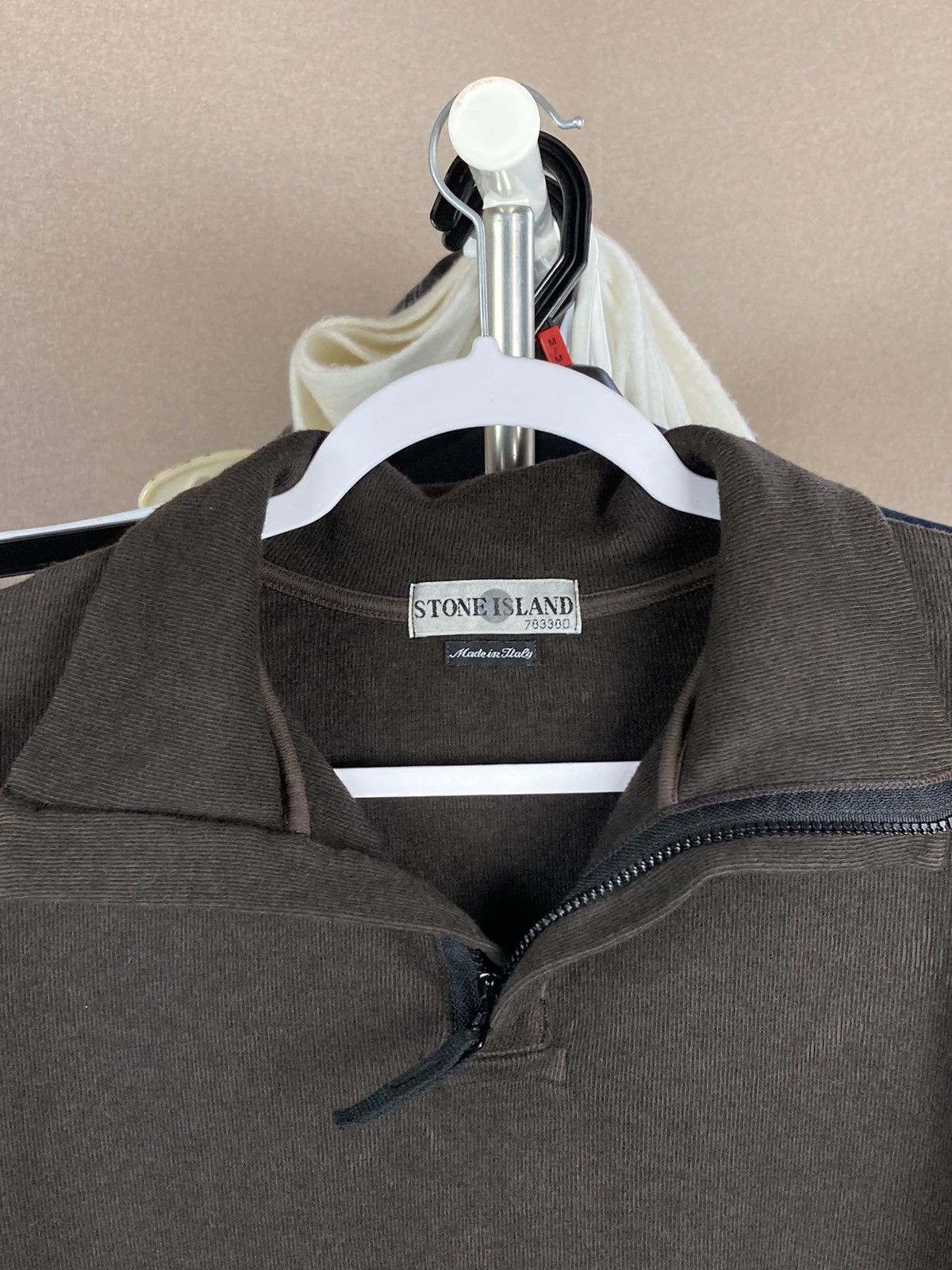 Stone Island × Vintage Vintage Stone Island big logo wool 1/4 zip brown sweater Size US M / EU 48-50 / 2 - 4 Thumbnail