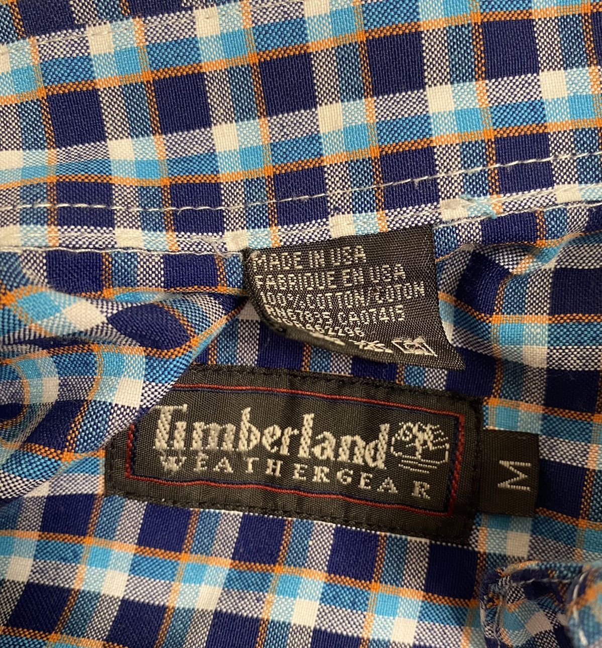 Timberland × Vintage Vintage Timberland Weathergear Blue Plaid Button Up Shirt Size US M / EU 48-50 / 2 - 6 Thumbnail