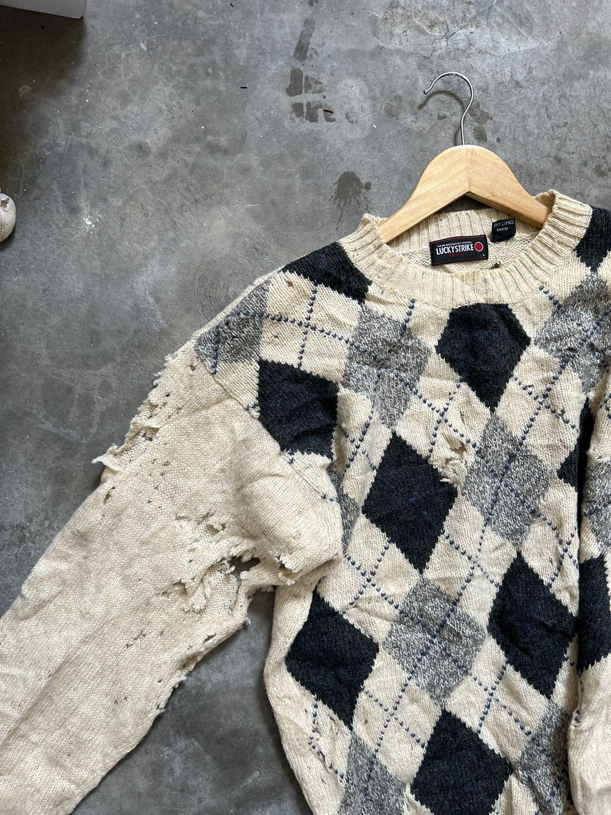 Vintage SICK 🔥 Trashed Knitwear LuckyStrike Kurt Cobain Size US L / EU 52-54 / 3 - 14 Thumbnail