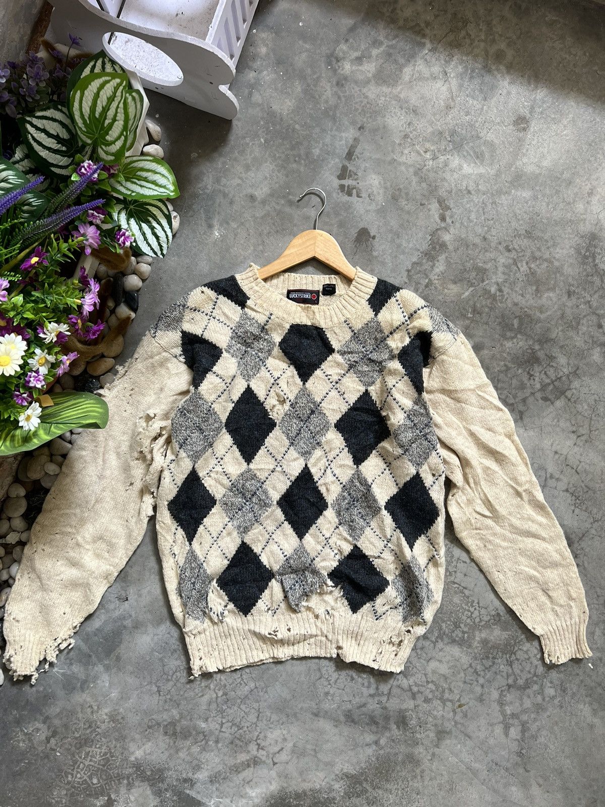 Vintage SICK 🔥 Trashed Knitwear LuckyStrike Kurt Cobain Size US L / EU 52-54 / 3 - 17 Thumbnail