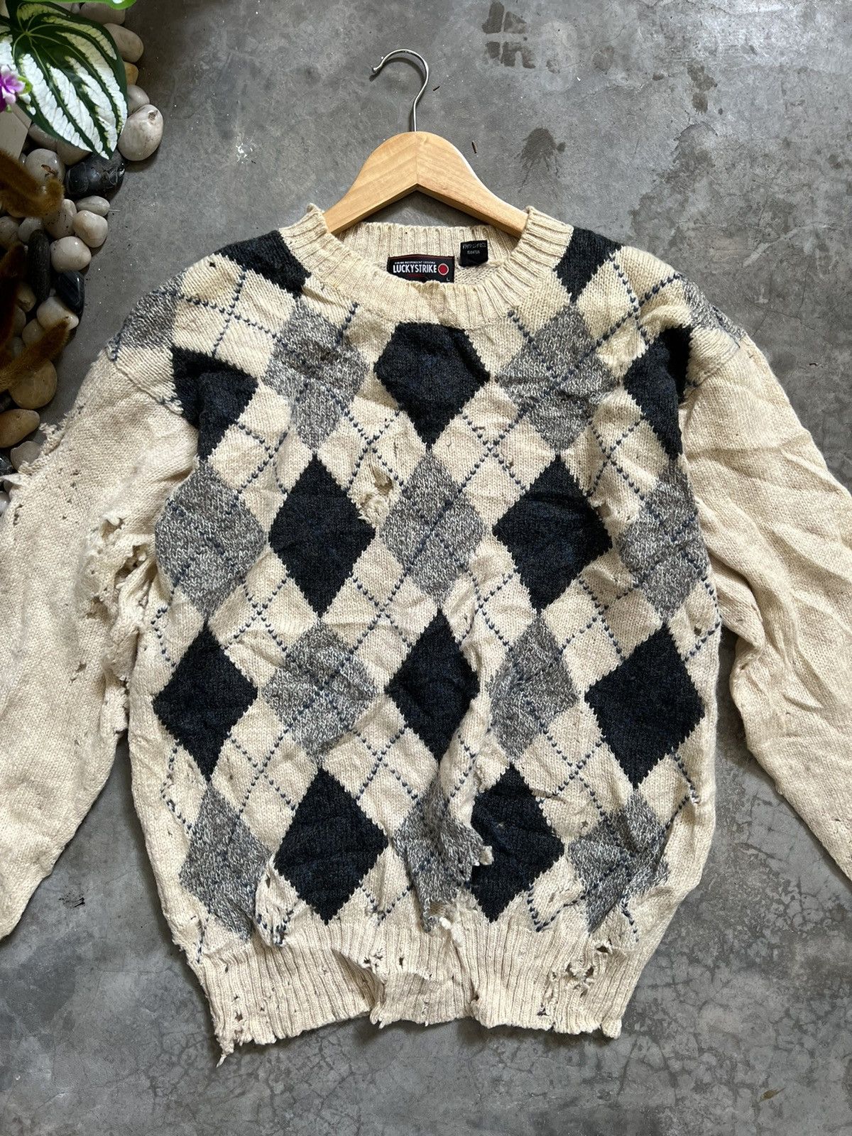 Vintage SICK 🔥 Trashed Knitwear LuckyStrike Kurt Cobain Size US L / EU 52-54 / 3 - 2 Thumbnail