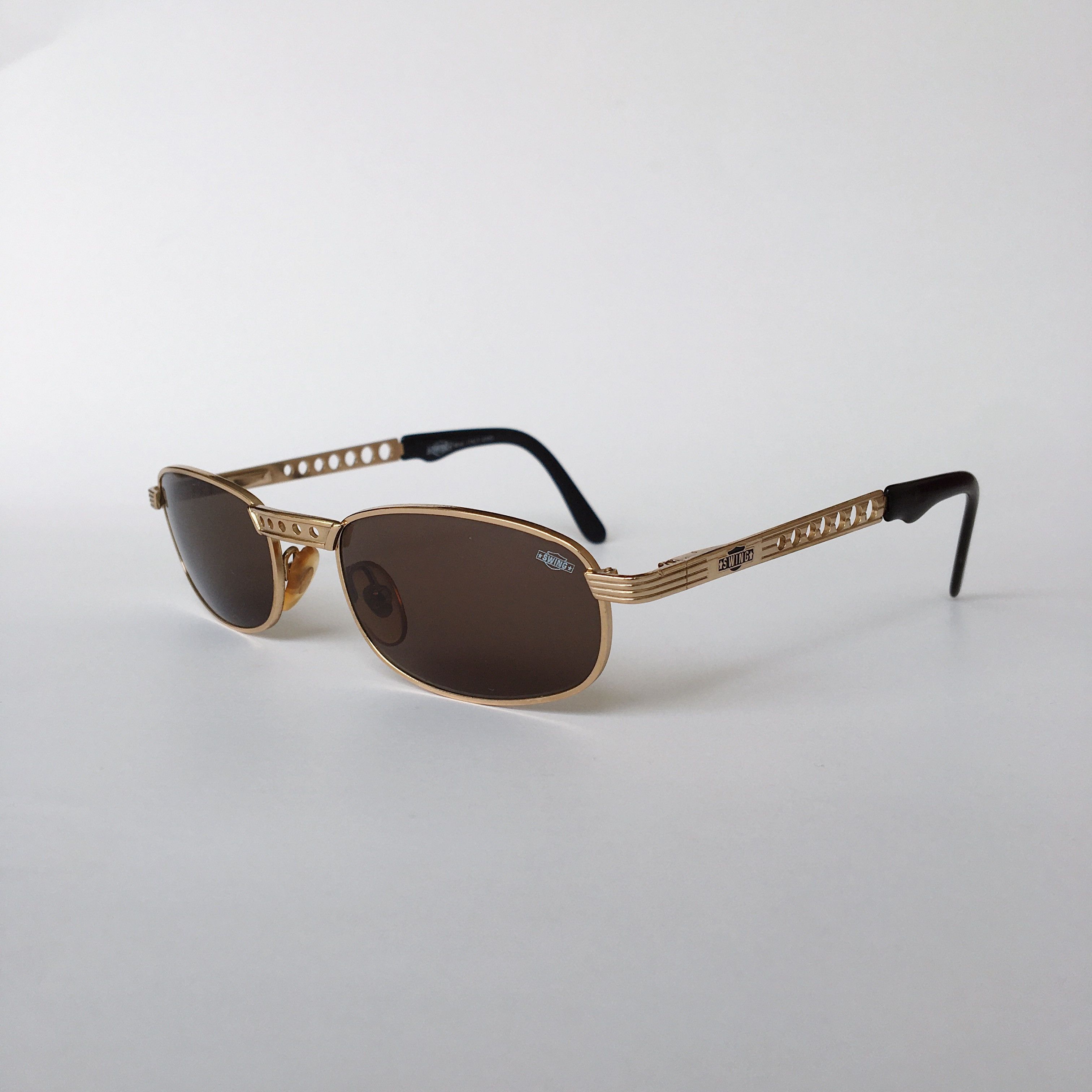 Vintage Swing Vintage Square Sunglasses Gold Frame 90's NOS Size ONE SIZE - 2 Thumbnail