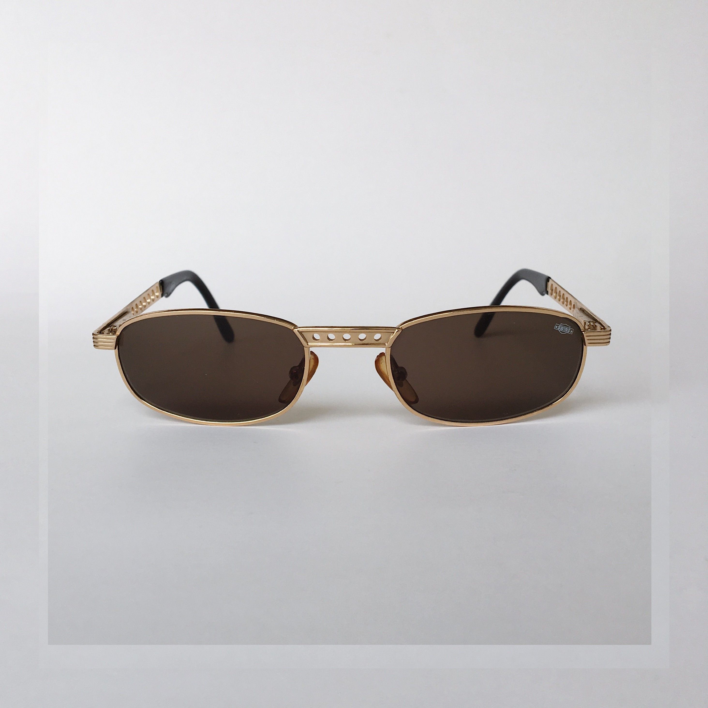Vintage Swing Vintage Square Sunglasses Gold Frame 90's NOS Size ONE SIZE - 1 Thumbnail