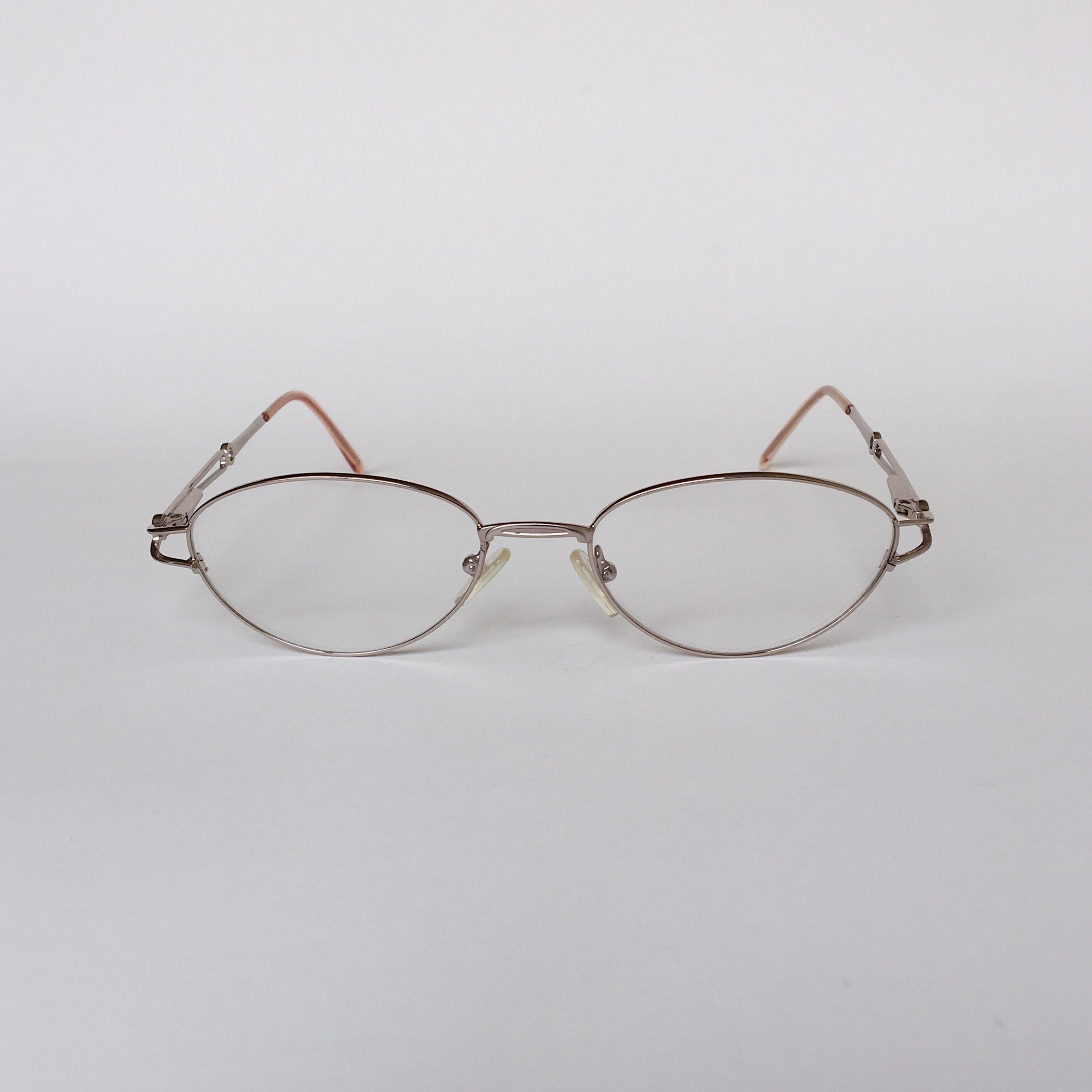 Vintage Vintage Oval Eyeglasses Pinkish Silver Optical 80s NOS Size ONE SIZE - 1 Thumbnail