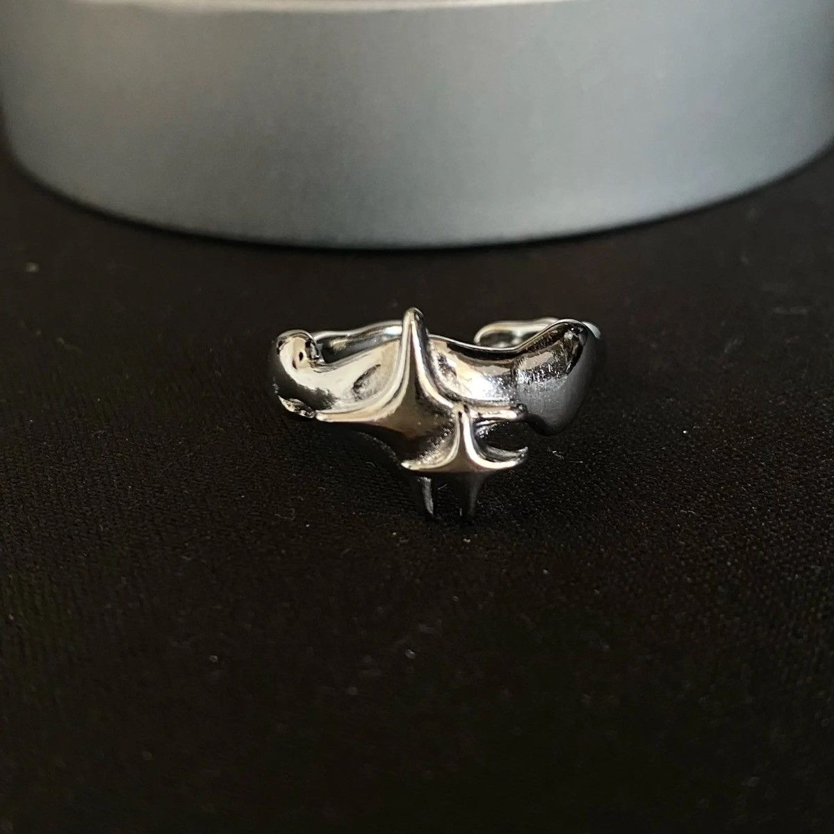 Handmade Abstract Star Ring Silver Slime Modern Punk Art Psychedelic Size ONE SIZE - 3 Thumbnail