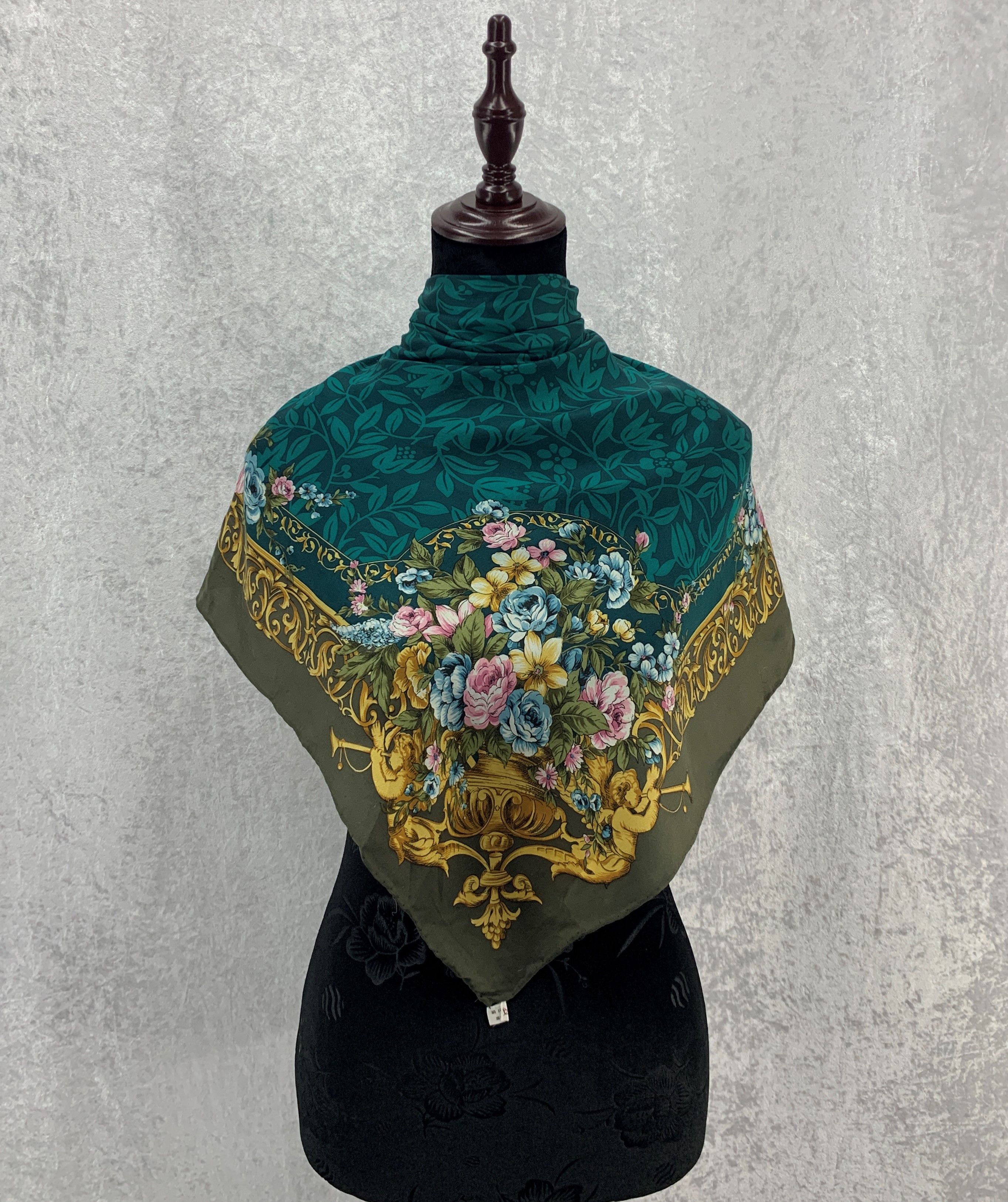 Vintage Floral Silk Scarf/Square Scarf -SCA250