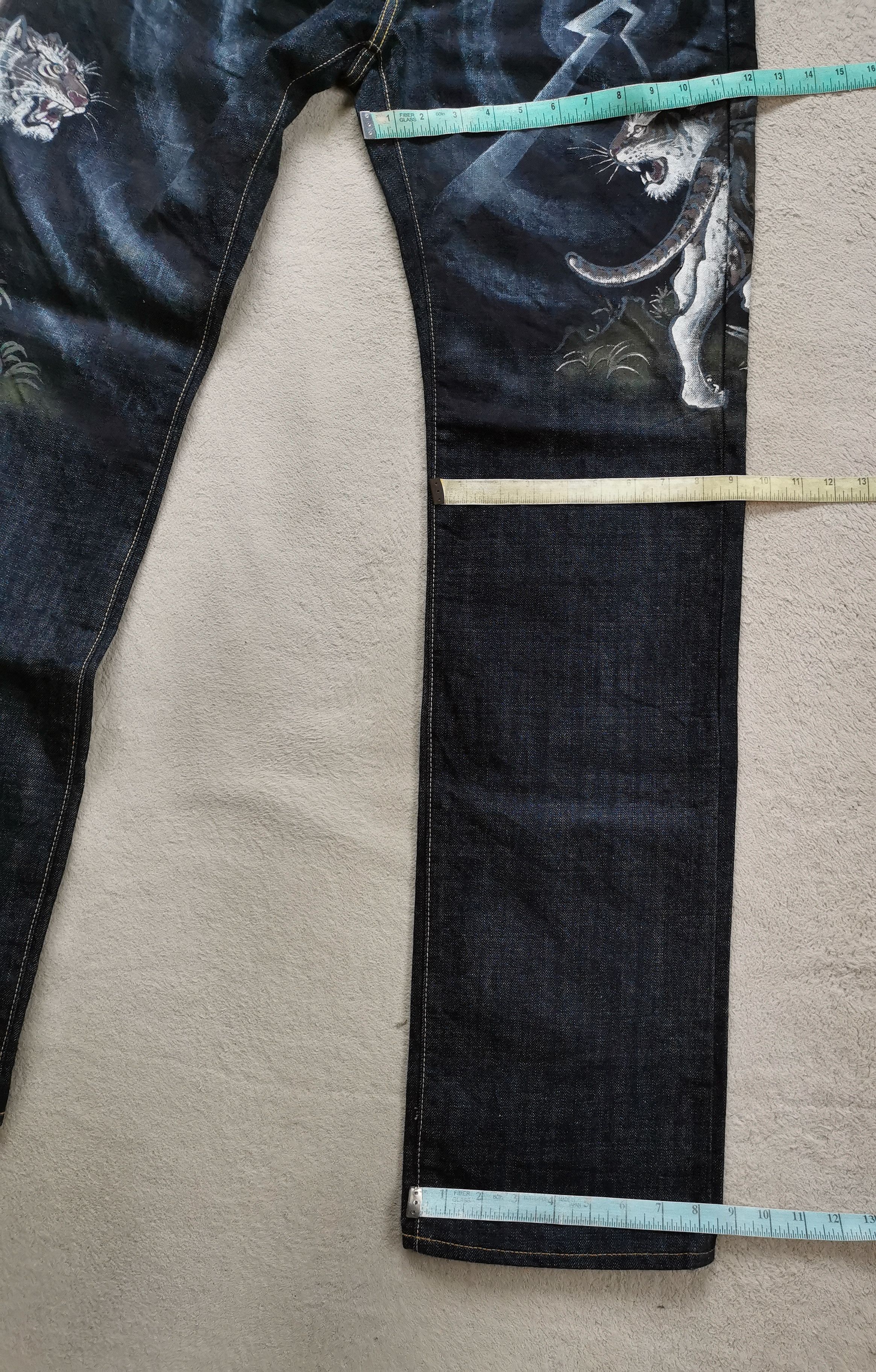 Japanese Brand Kyoto Yuzen Kyoyuzen Hand Painted Tiger Japan Denim Jeans Size US 32 / EU 48 - 9 Thumbnail