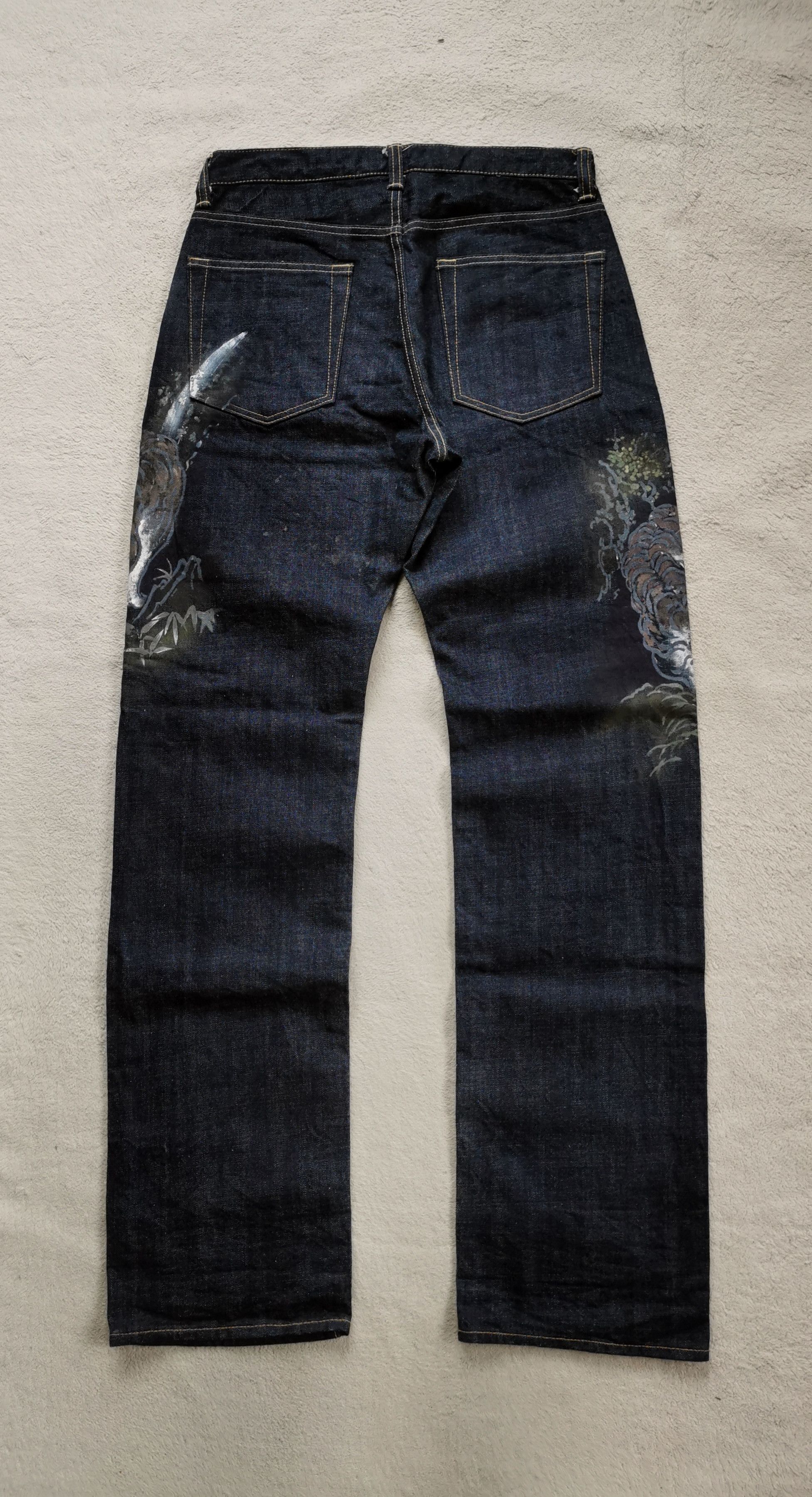 Japanese Brand Kyoto Yuzen Kyoyuzen Hand Painted Tiger Japan Denim Jeans Size US 32 / EU 48 - 7 Thumbnail