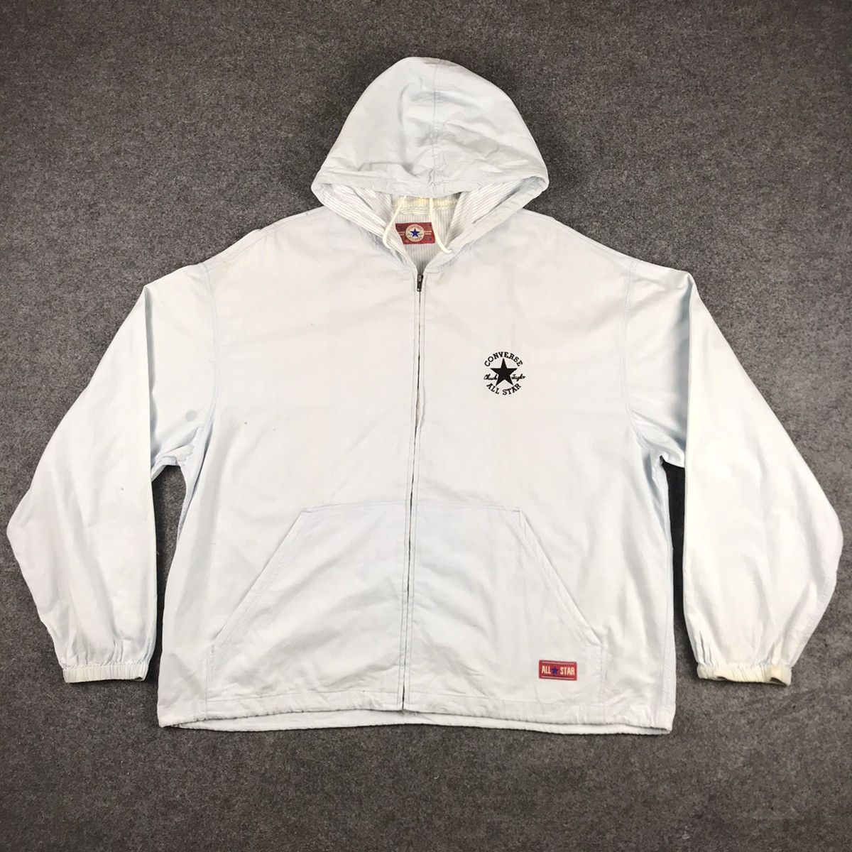 image of Converse Jacket Full Zipper With Hoodie in Soft Blue, Men's (Size 2XL)
