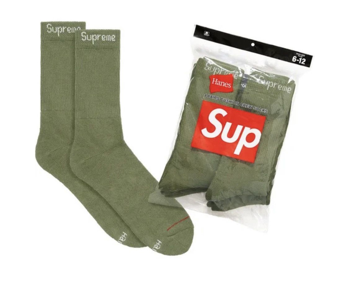 Supreme Supreme x Hanes Crew Socks “Olive” Size ONE SIZE - 1 Preview