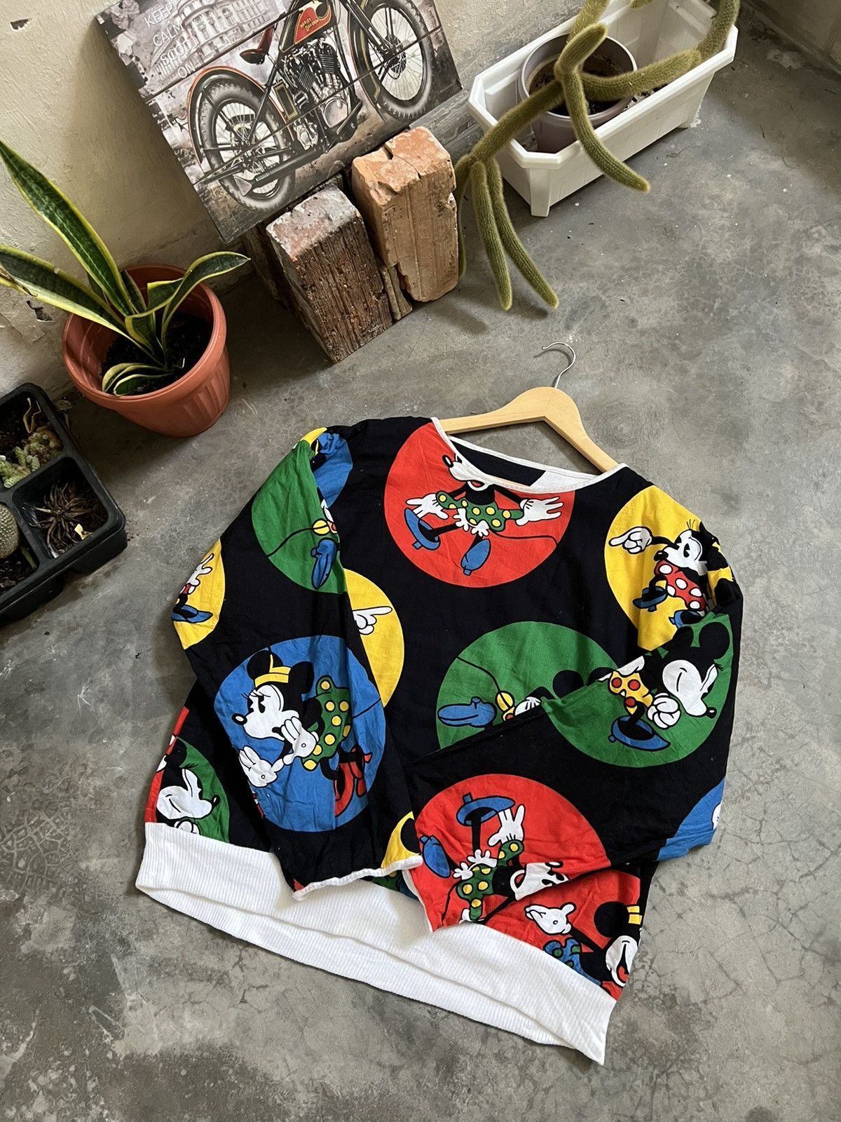 Japanese Brand × Vintage STEALS 🖤 Mickey Full Print Riversible Sweatshirt Size US XL / EU 56 / 4 - 13 Thumbnail