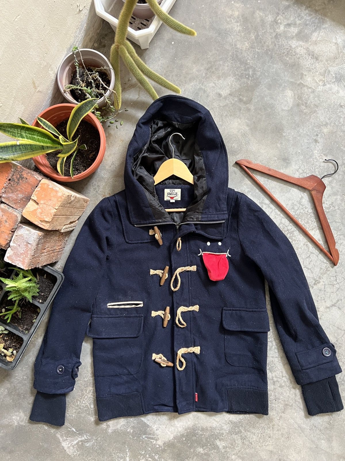 Japanese Brand × Vintage Vintage 🖤 UP! SMILE Wool Hoodie Quilted Jacket Size US L / EU 52-54 / 3 - 1 Thumbnail
