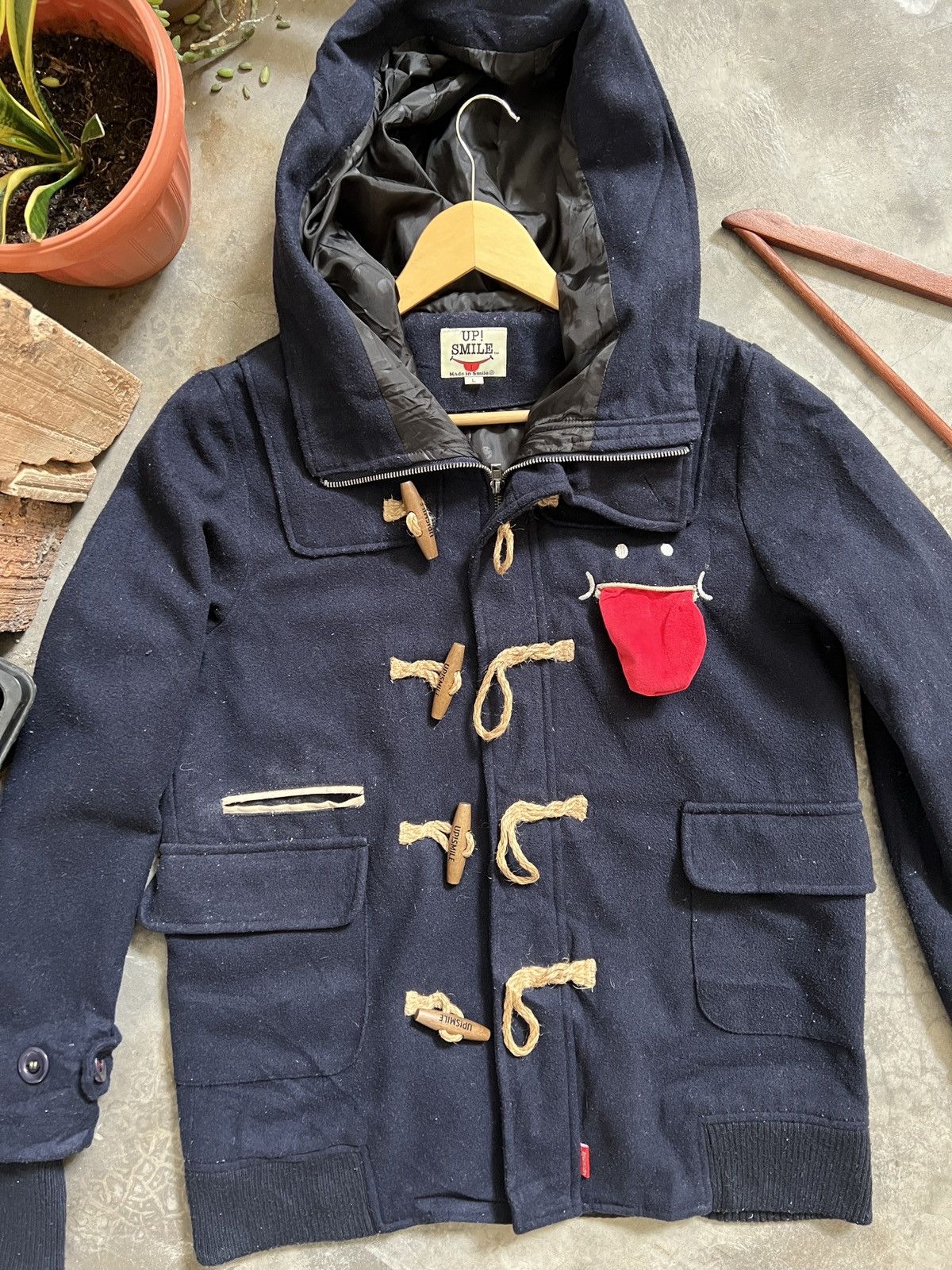 Japanese Brand × Vintage Vintage 🖤 UP! SMILE Wool Hoodie Quilted Jacket Size US L / EU 52-54 / 3 - 2 Thumbnail