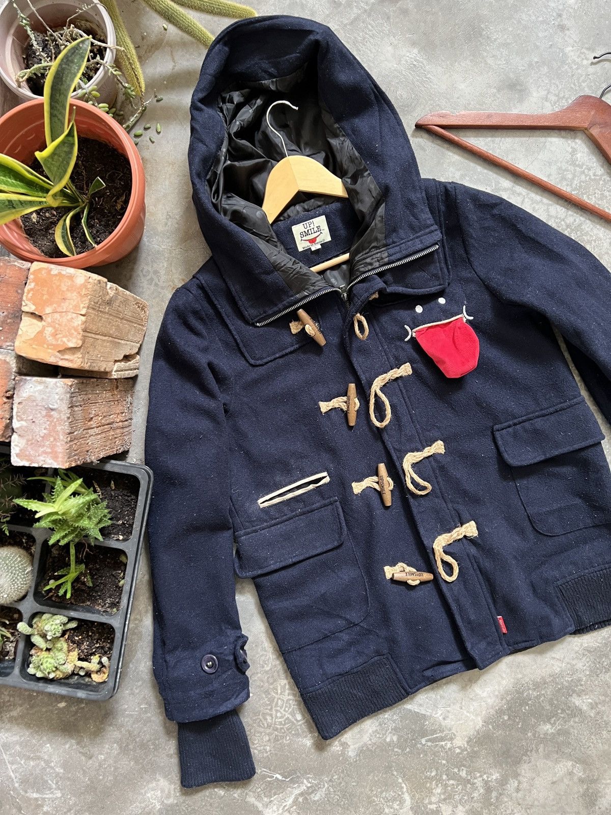 Japanese Brand × Vintage Vintage 🖤 UP! SMILE Wool Hoodie Quilted Jacket Size US L / EU 52-54 / 3 - 3 Thumbnail