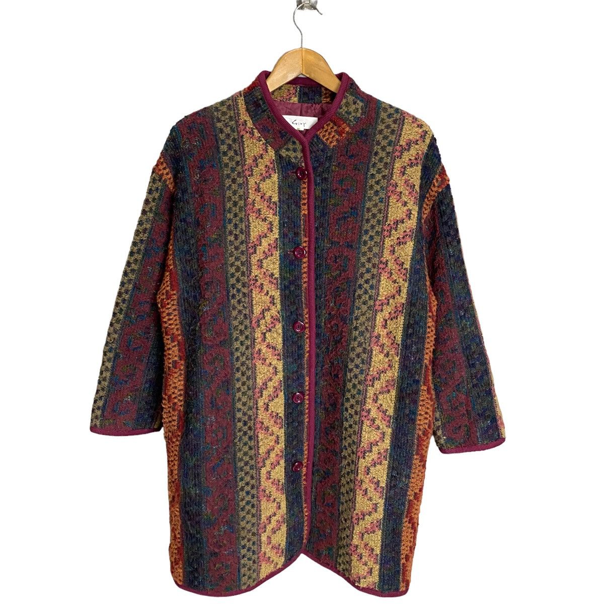 Vintage Givy muticolor long knitwear wool jacket