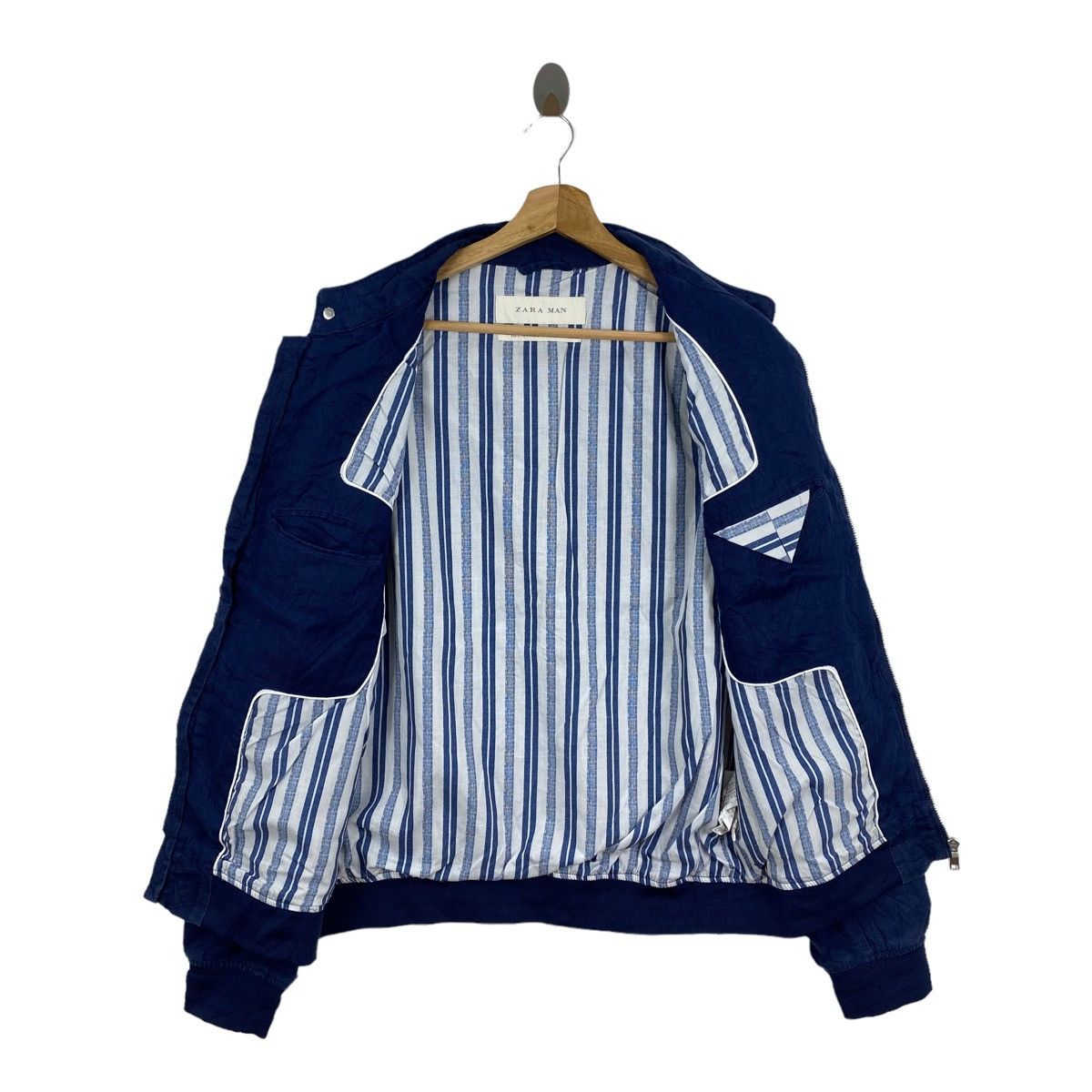 Zara Vintage ZARA MAN Full Zipper Plain Blue Sweater Size US L / EU 52-54 / 3 - 4 Thumbnail