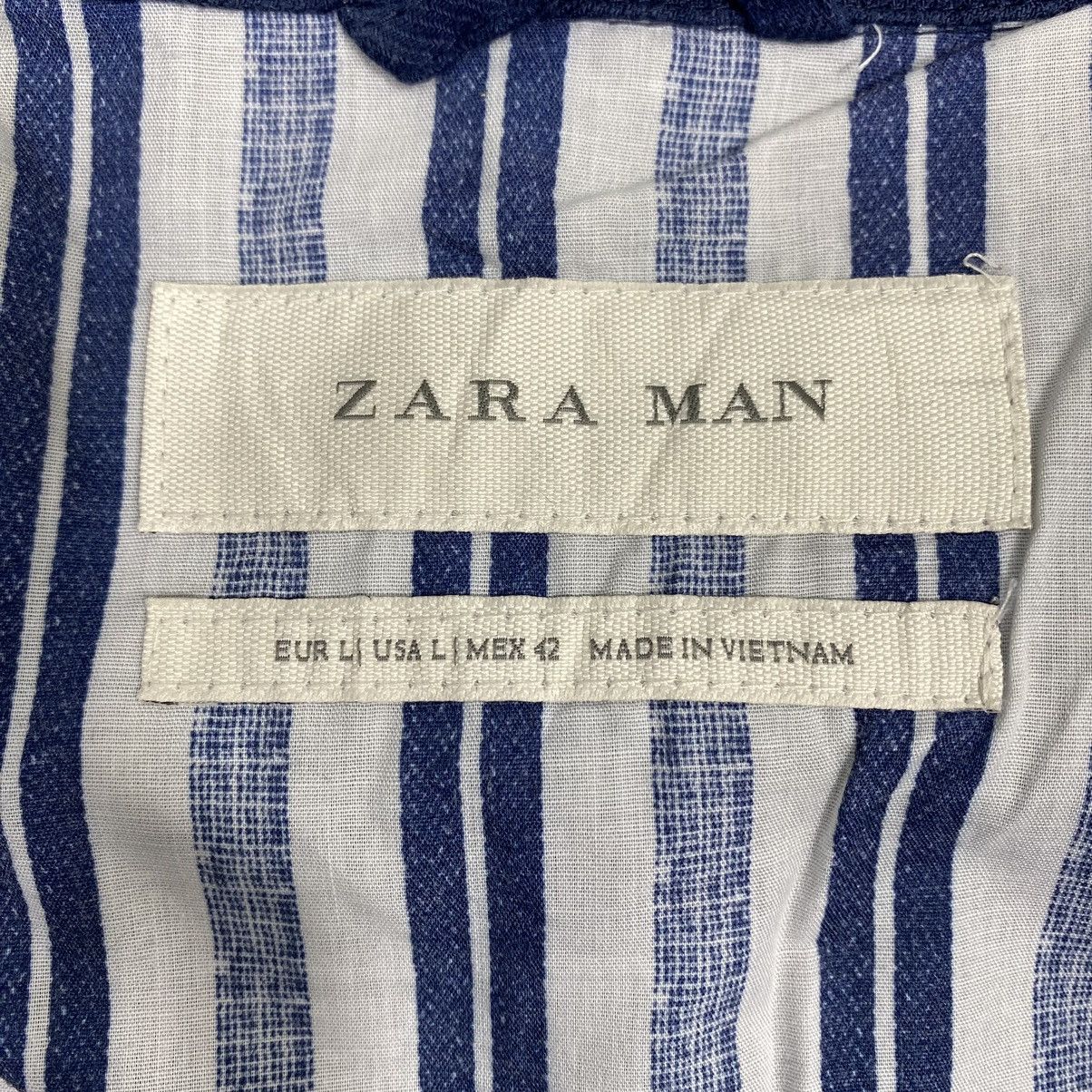 Zara Vintage ZARA MAN Full Zipper Plain Blue Sweater Size US L / EU 52-54 / 3 - 5 Thumbnail