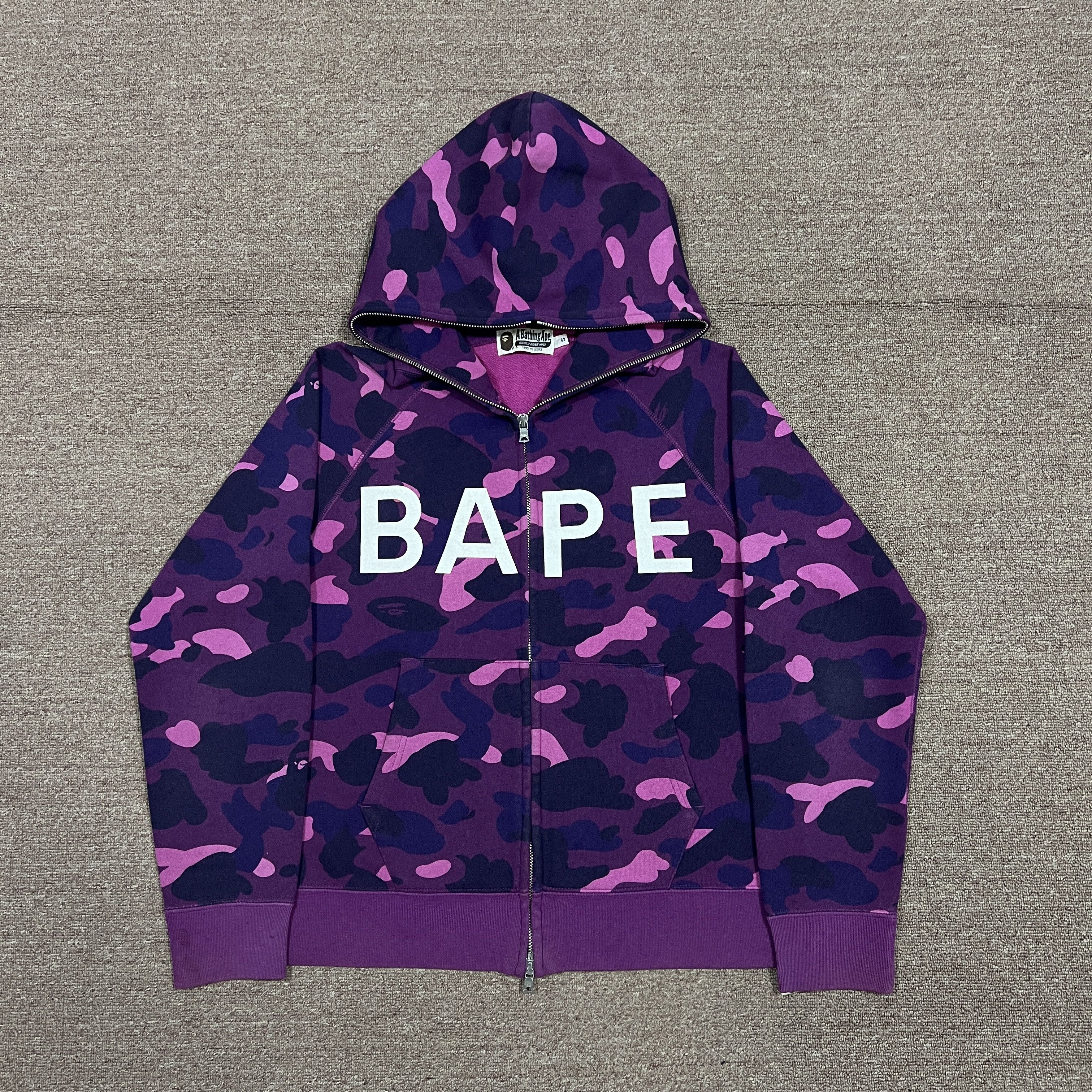 Bape Bape Purple Camo Letter Logo Hoodie | Grailed