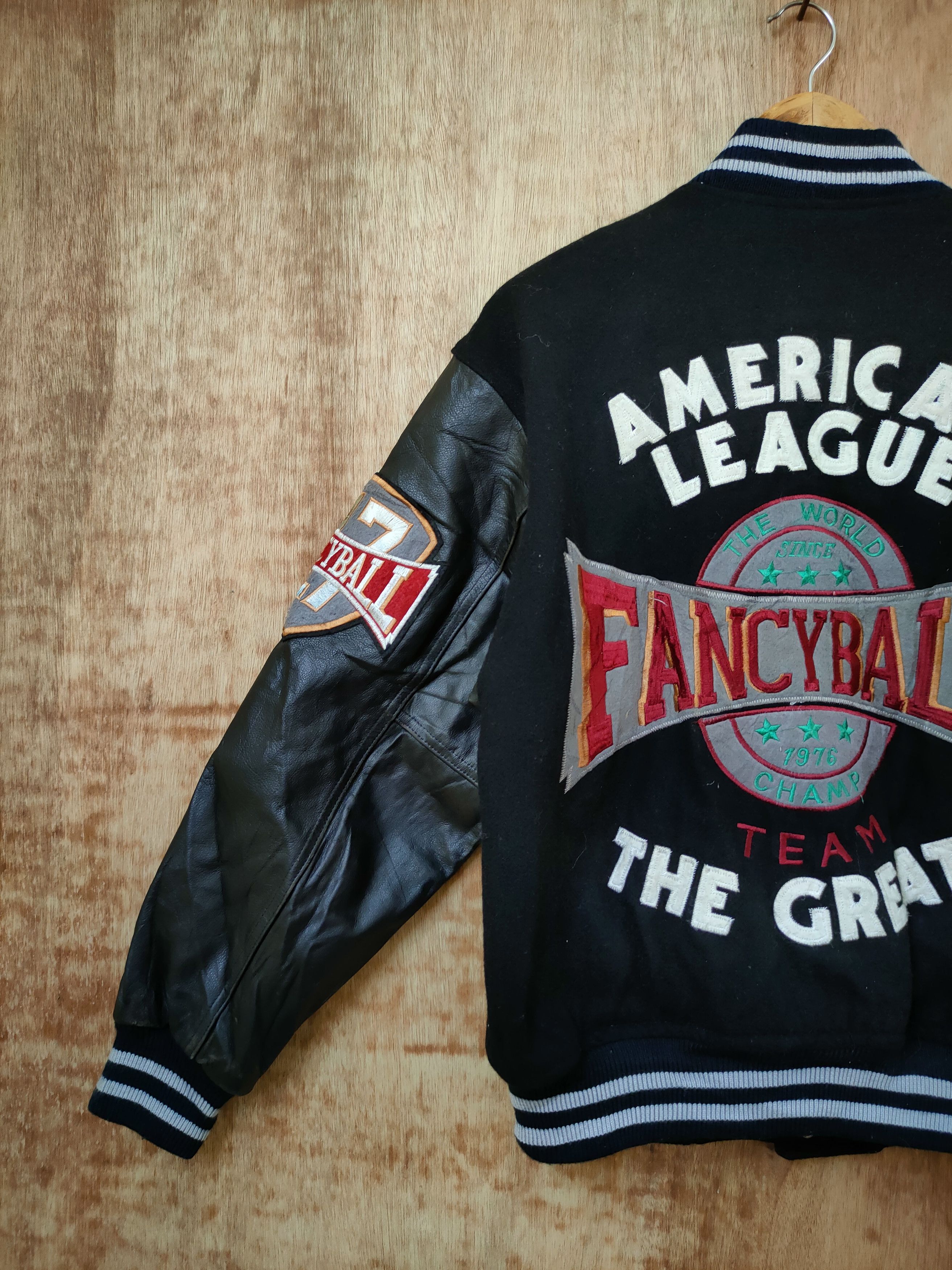 Vintage DL Fancy Ball American League Varsity leather jacket #gatung Size US M / EU 48-50 / 2 - 2 Thumbnail