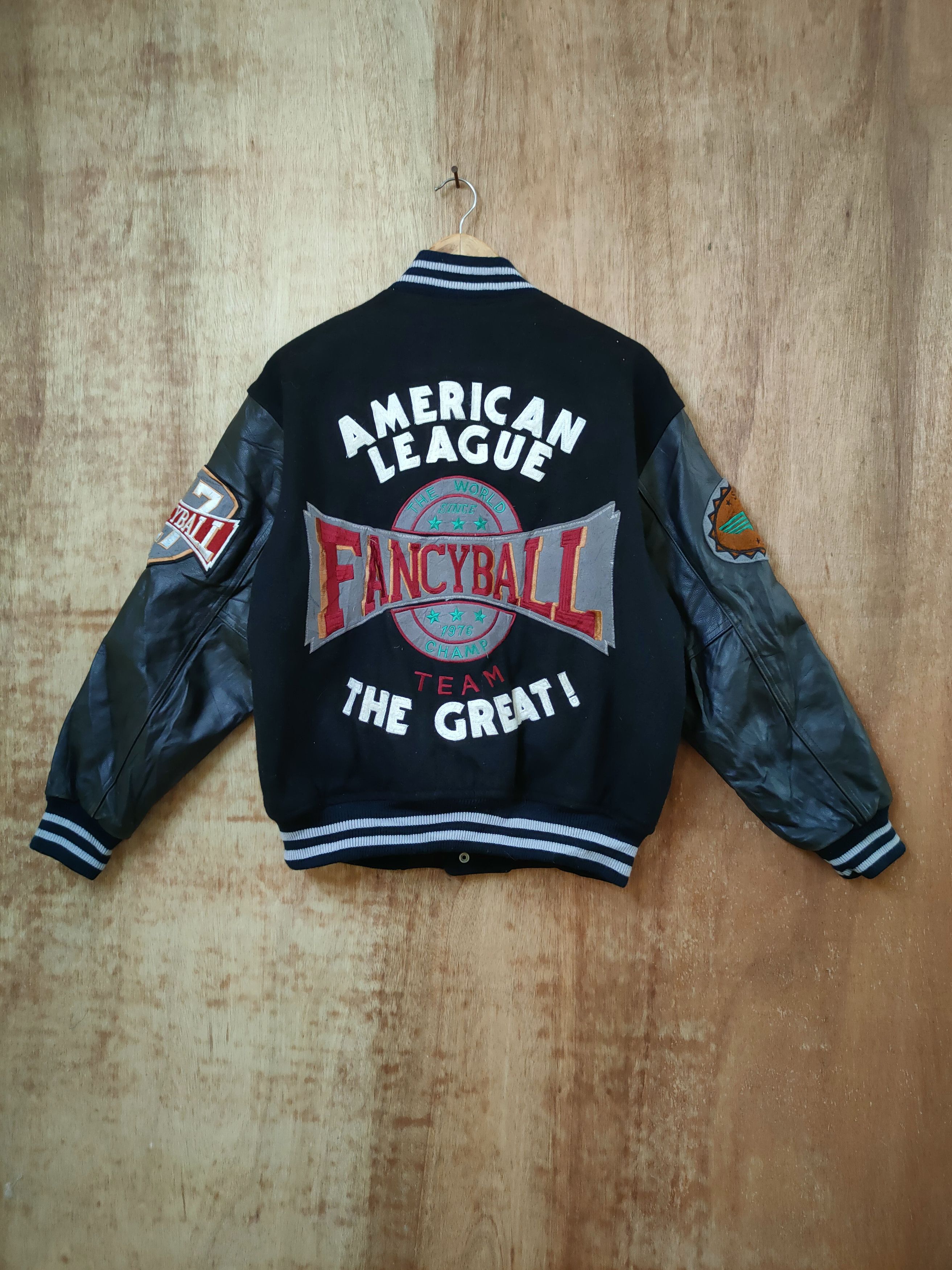 Vintage DL Fancy Ball American League Varsity leather jacket #gatung Size US M / EU 48-50 / 2 - 1 Thumbnail
