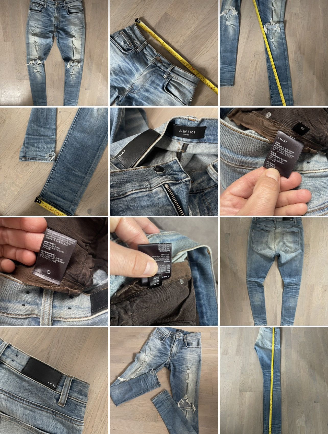 Amiri AMIRI men jeans real measurements shown by tape in photos Size US 29 - 13 Thumbnail