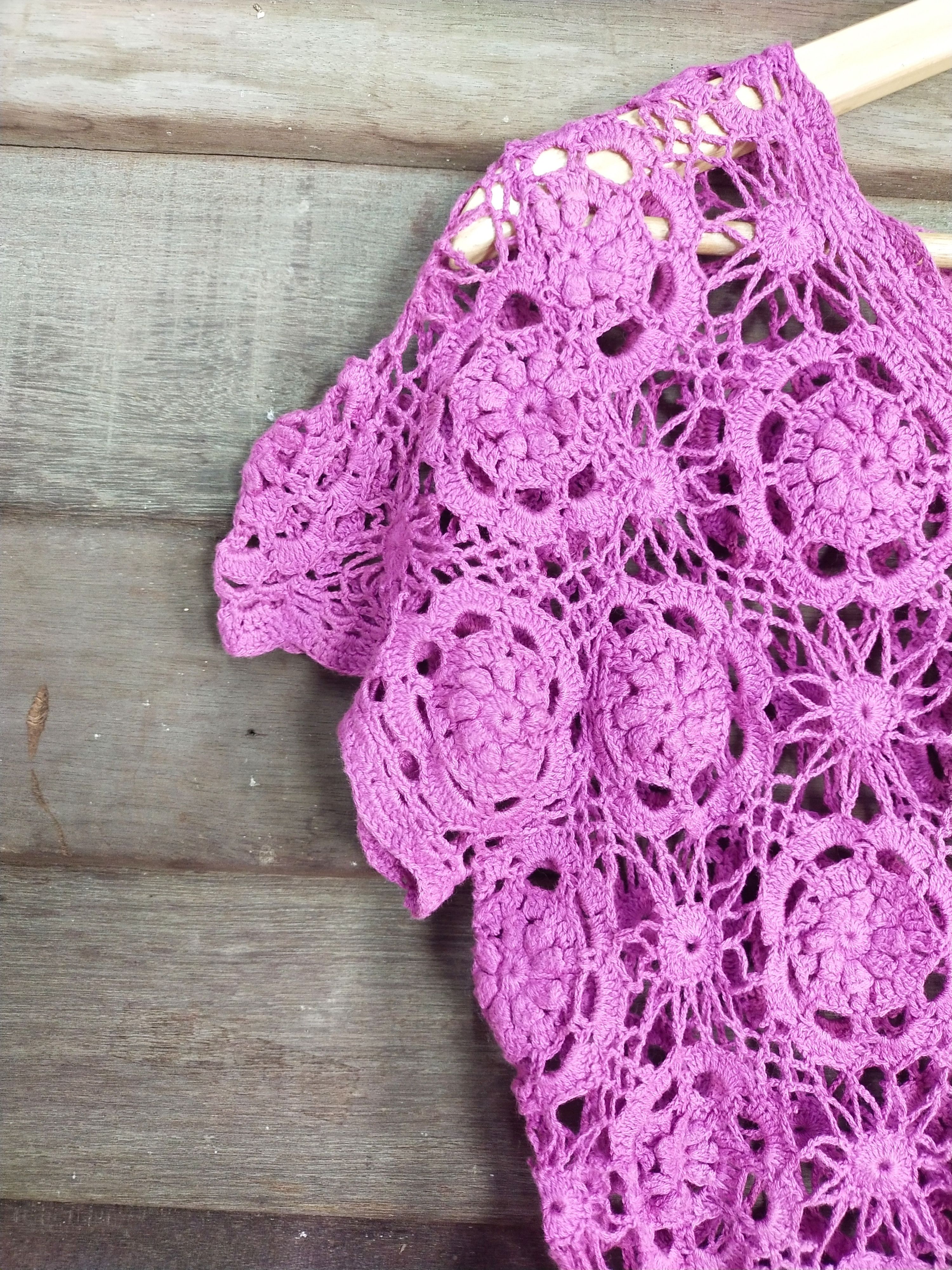Homespun Knitwear × Japanese Brand M'S Collection violet crochet meshnet knitwear #S199 Size US M / EU 48-50 / 2 - 6 Thumbnail
