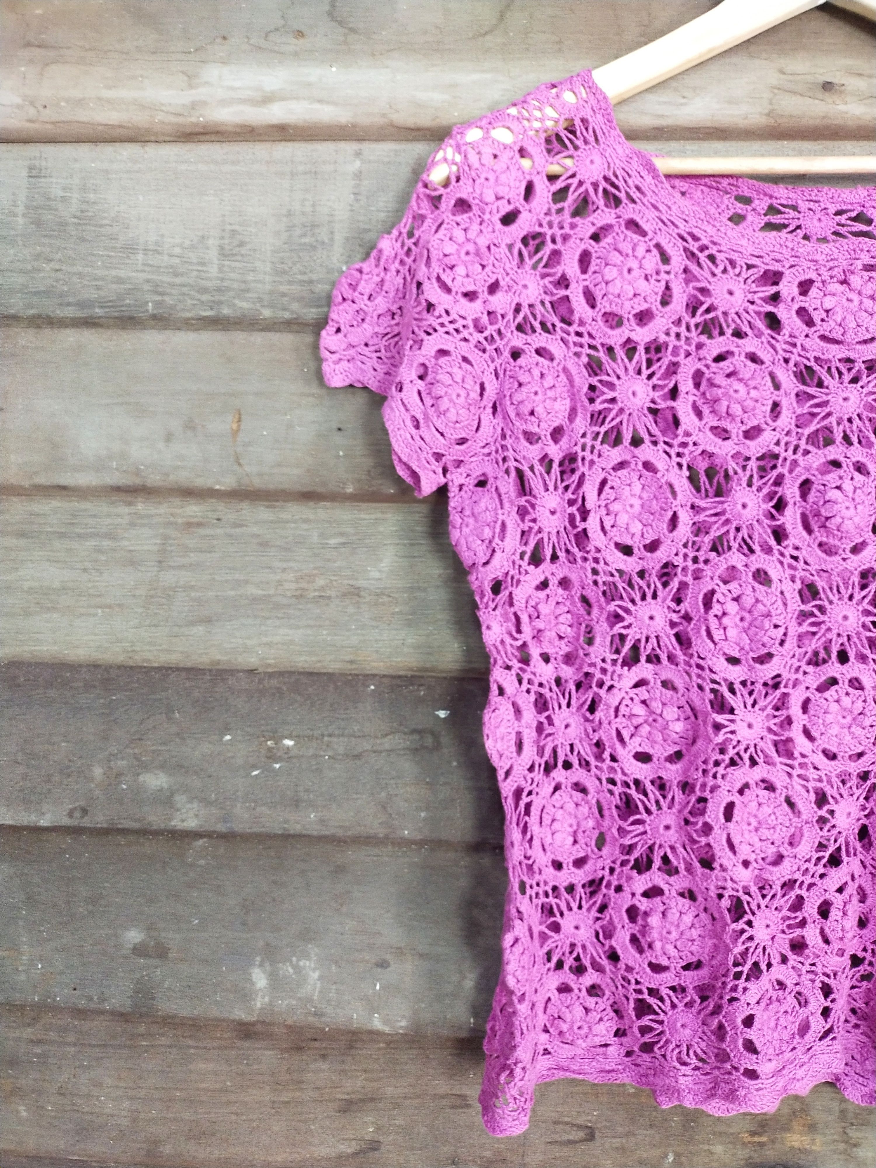 Homespun Knitwear × Japanese Brand M'S Collection violet crochet meshnet knitwear #S199 Size US M / EU 48-50 / 2 - 5 Thumbnail