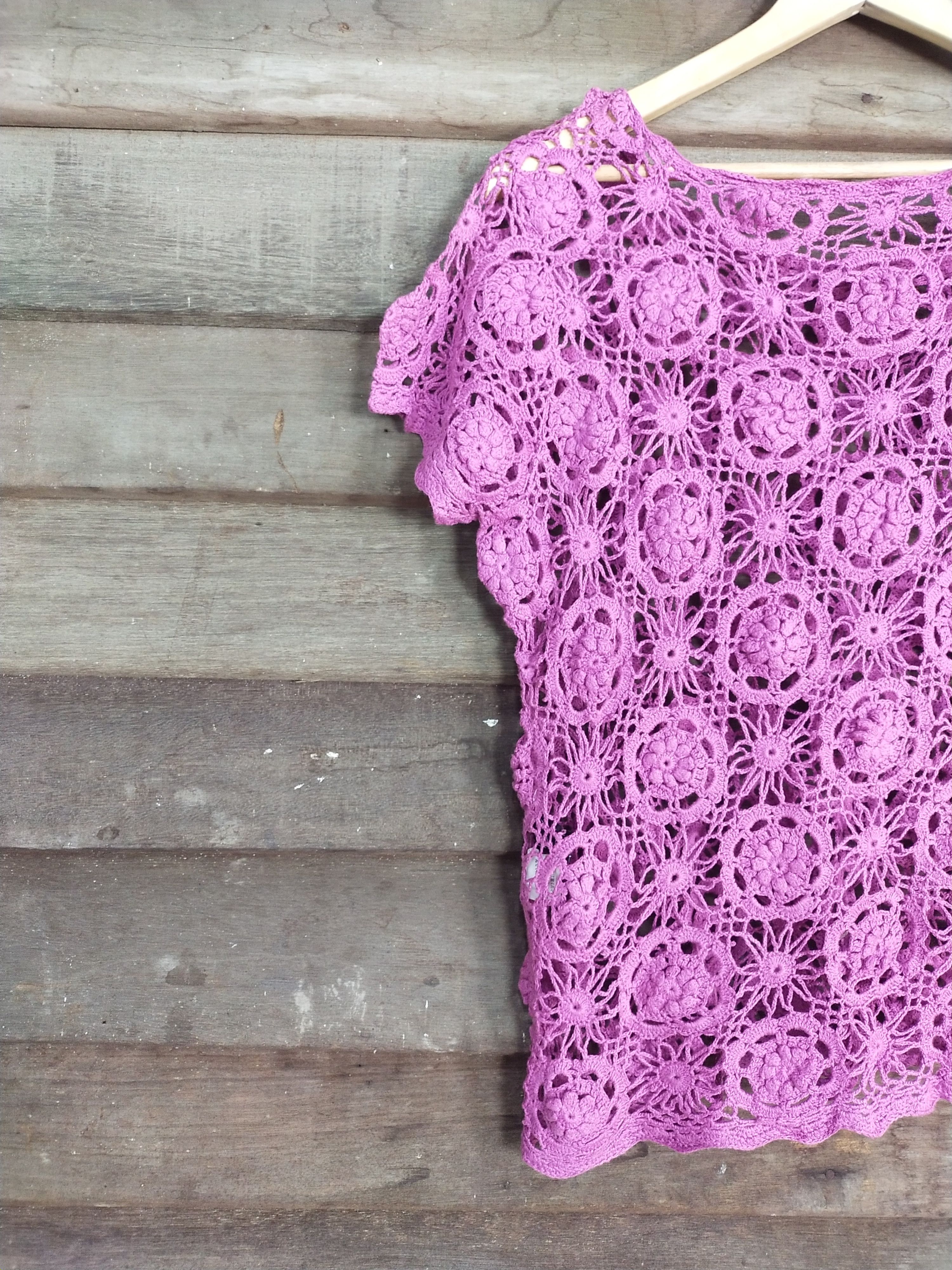 Homespun Knitwear × Japanese Brand M'S Collection violet crochet meshnet knitwear #S199 Size US M / EU 48-50 / 2 - 13 Thumbnail