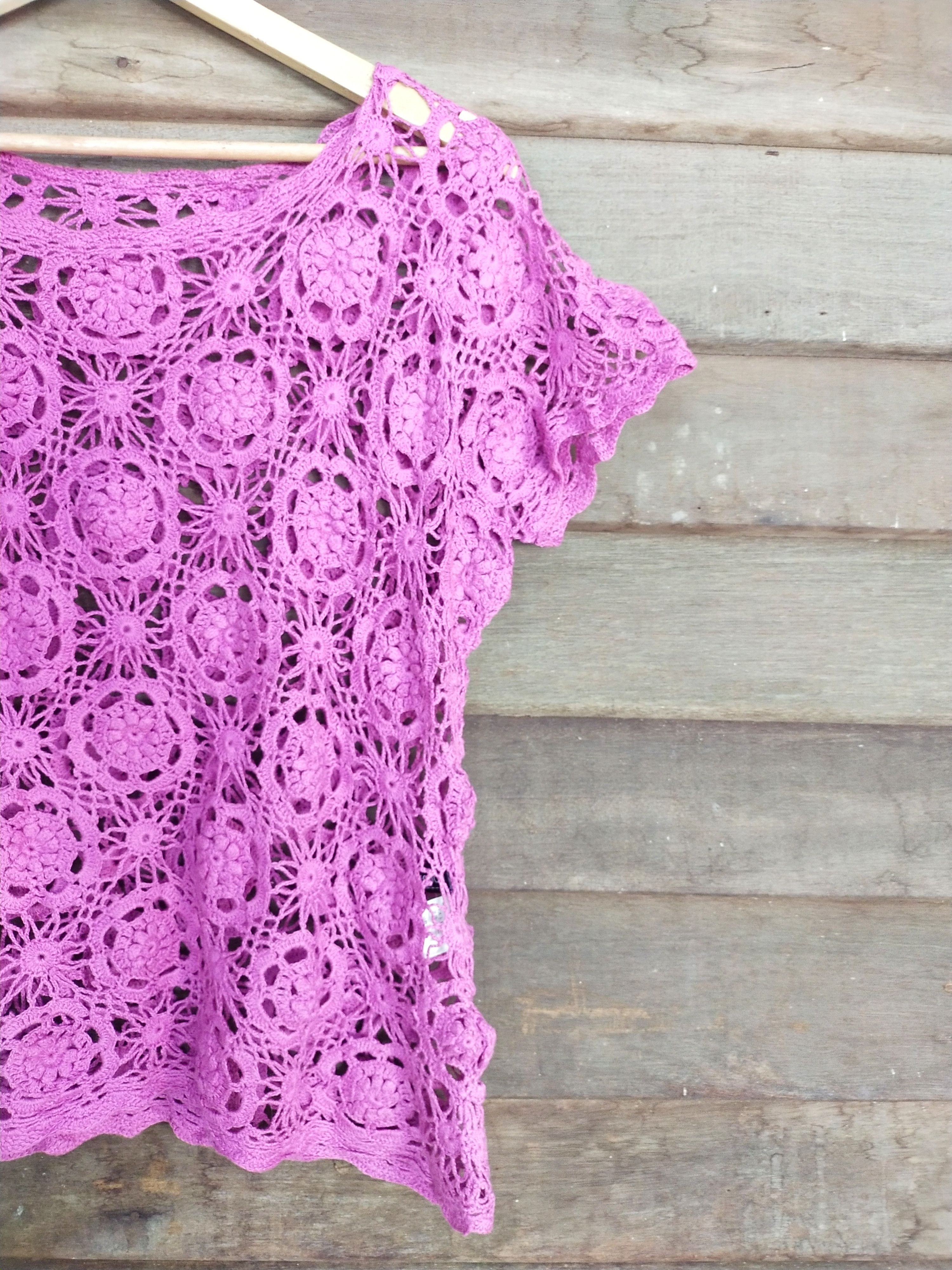 Homespun Knitwear × Japanese Brand M'S Collection violet crochet meshnet knitwear #S199 Size US M / EU 48-50 / 2 - 3 Thumbnail