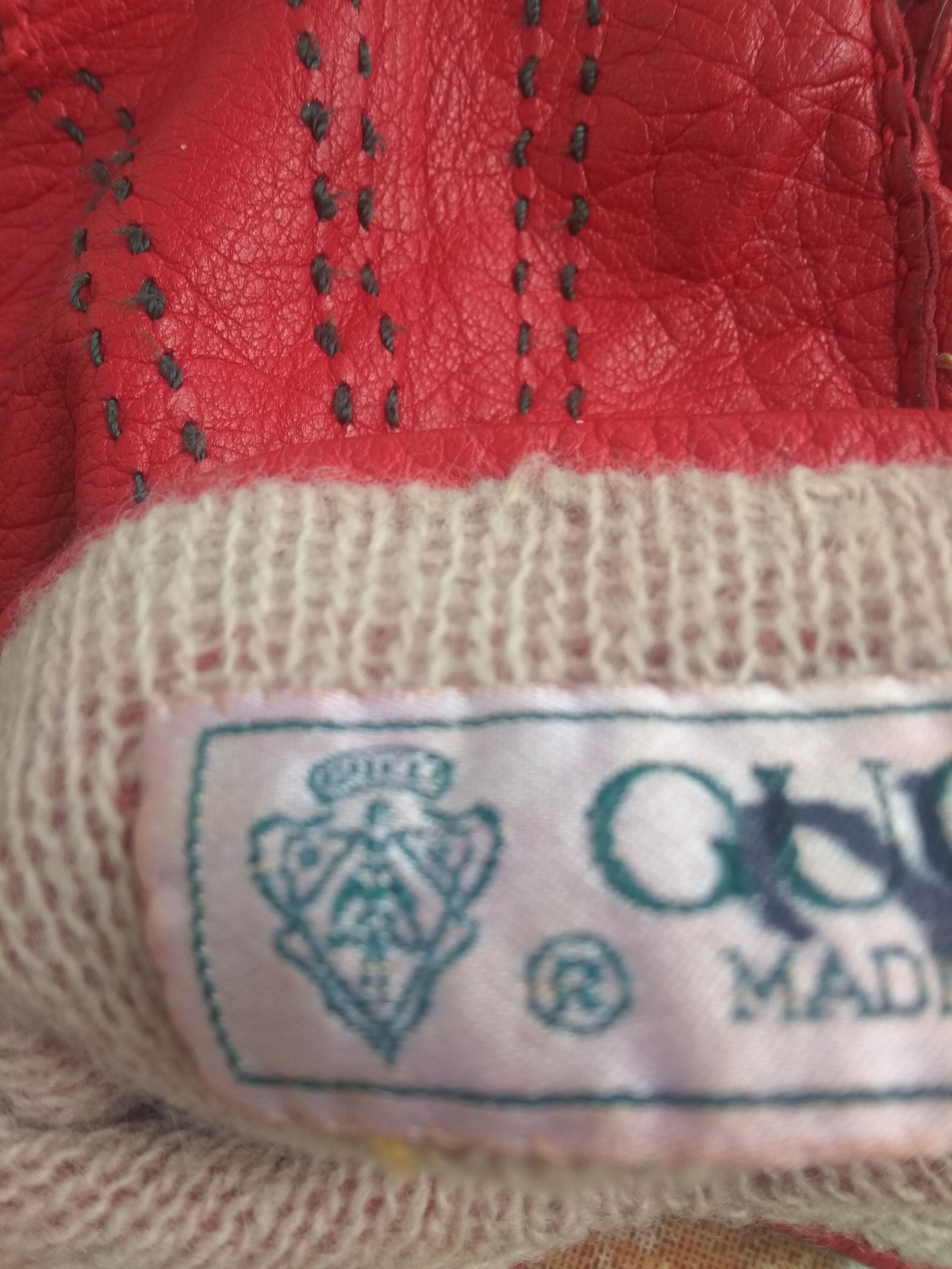 Designer Vintage 50s-70s Gucci Crest Leather Gloves Pink Size ONE SIZE - 9 Thumbnail