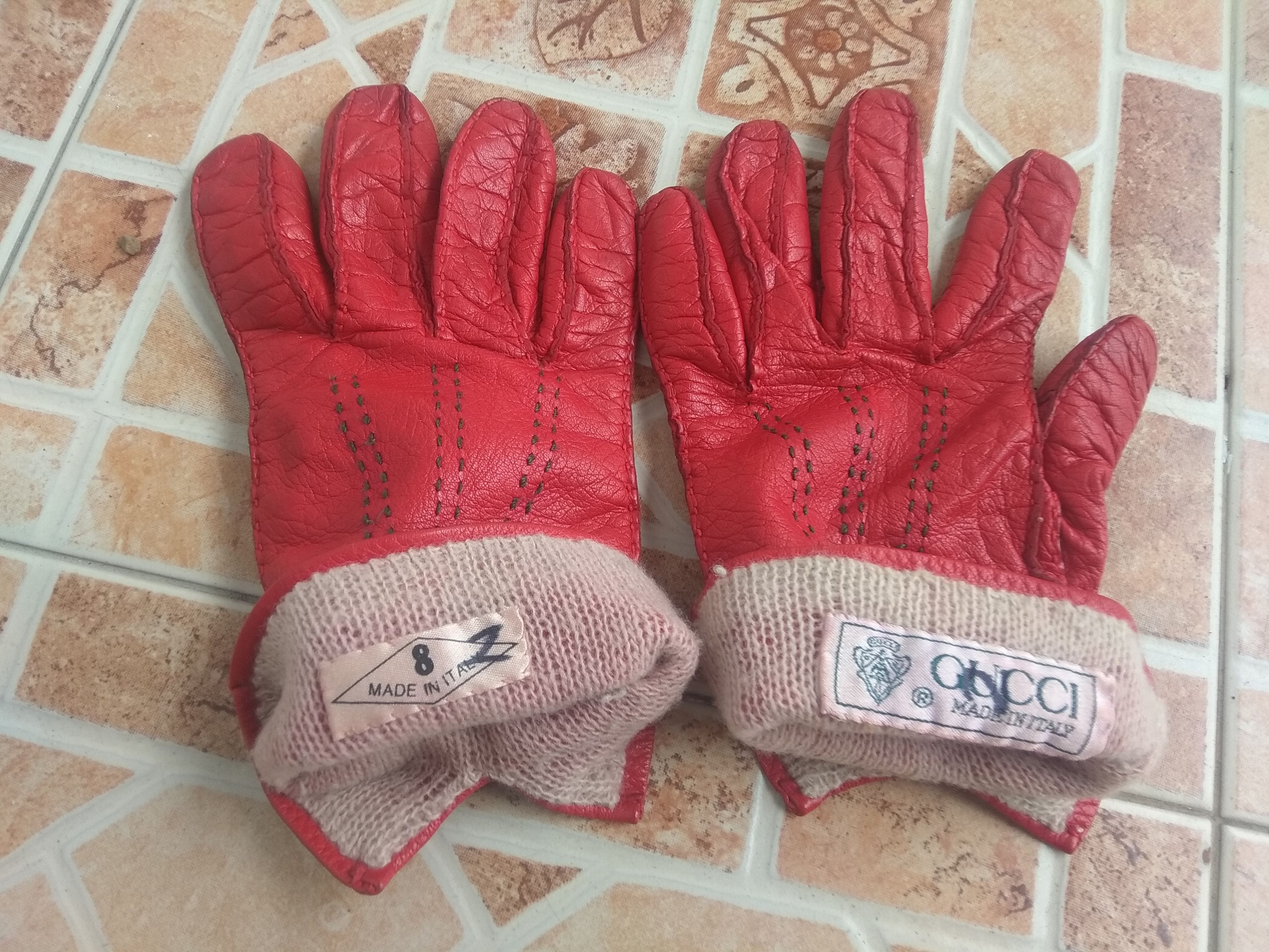 Designer Vintage 50s-70s Gucci Crest Leather Gloves Pink Size ONE SIZE - 3 Thumbnail