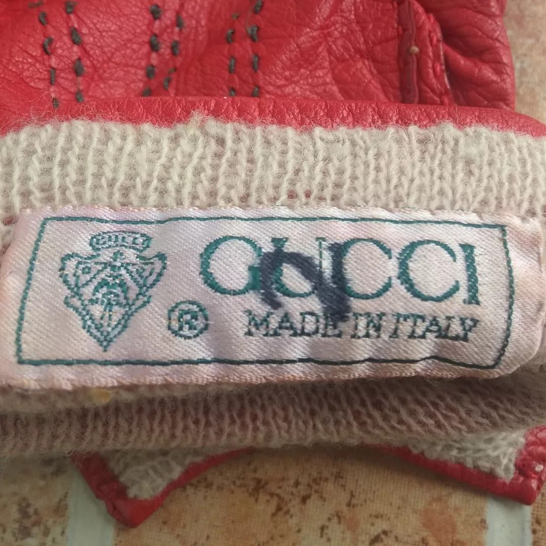 Designer Vintage 50s-70s Gucci Crest Leather Gloves Pink Size ONE SIZE - 5 Thumbnail