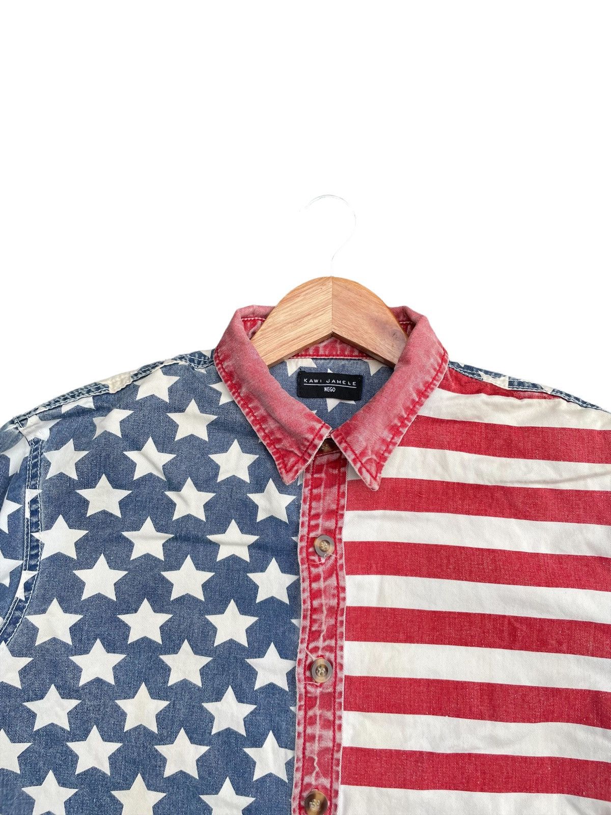 Japanese Brand 🔥STEALS🔥Kawi Jamele American Flag Shirt Size US M / EU 48-50 / 2 - 7 Thumbnail