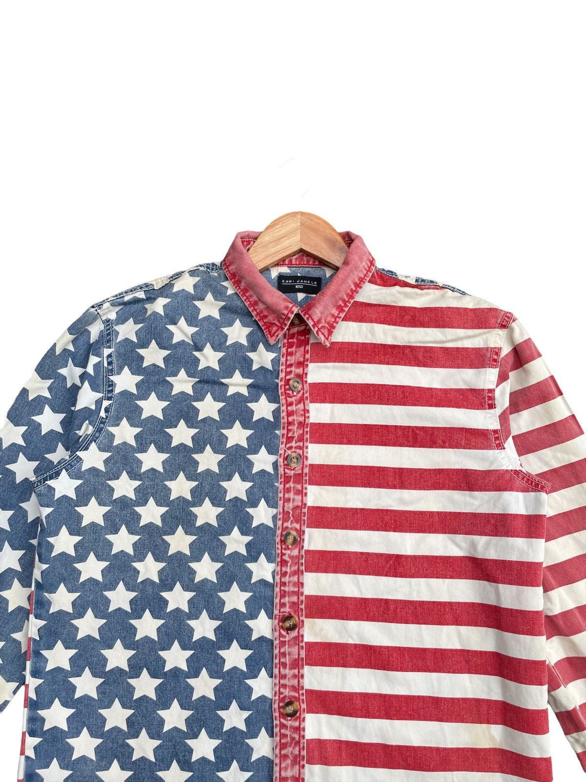 Japanese Brand 🔥STEALS🔥Kawi Jamele American Flag Shirt Size US M / EU 48-50 / 2 - 6 Thumbnail