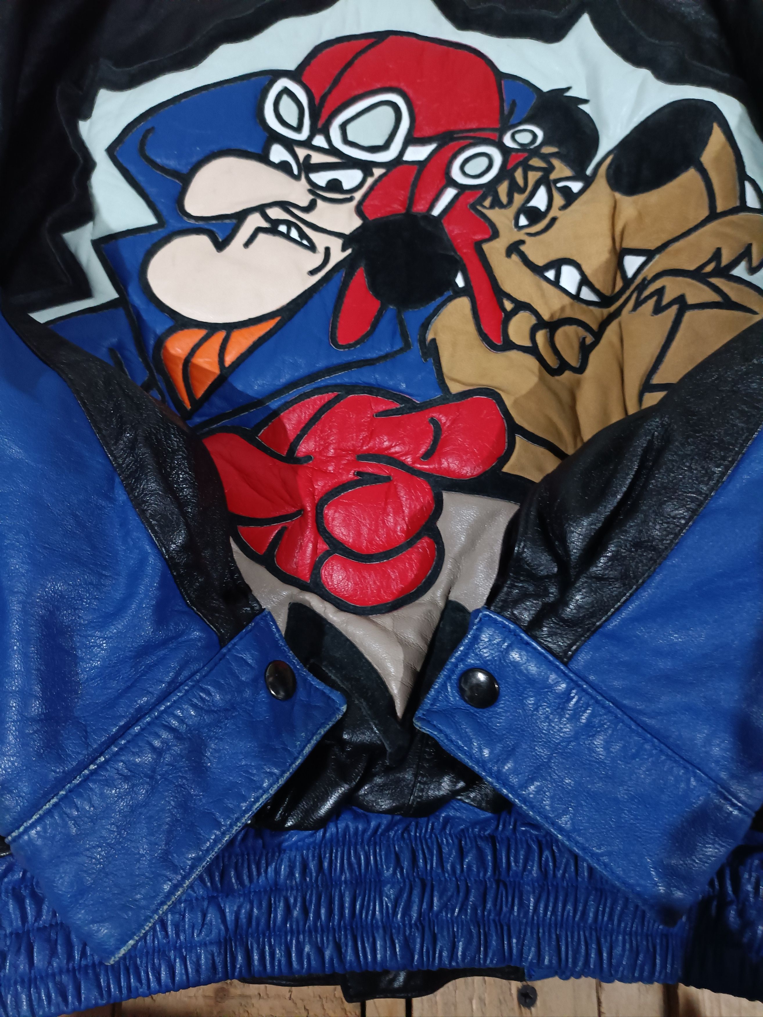 Vintage VTG 90S DASTARDLY MUTTLEY LEATHER VARSITY JACKET RARE Size US S / EU 44-46 / 1 - 7 Thumbnail