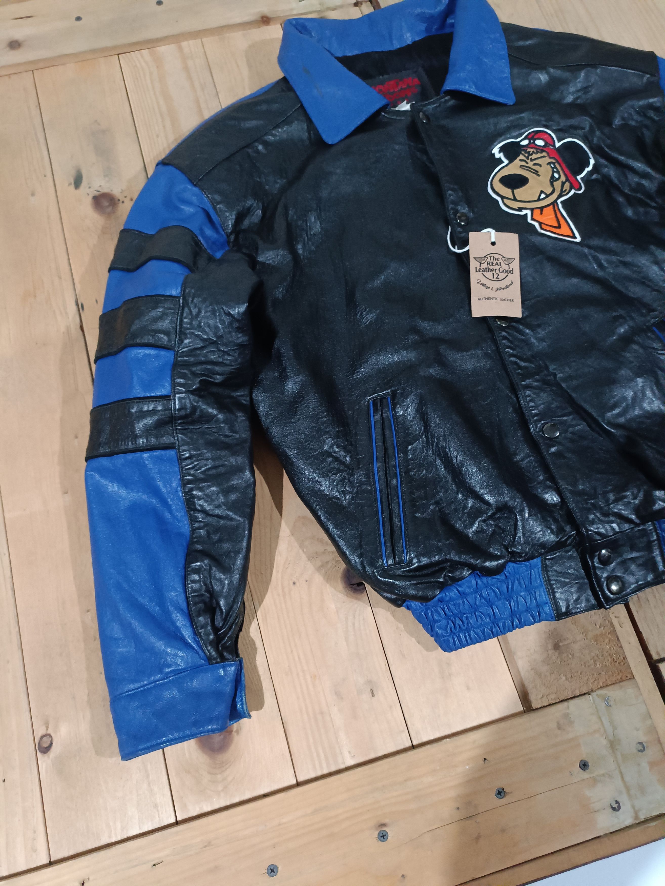 Vintage VTG 90S DASTARDLY MUTTLEY LEATHER VARSITY JACKET RARE Size US S / EU 44-46 / 1 - 5 Thumbnail