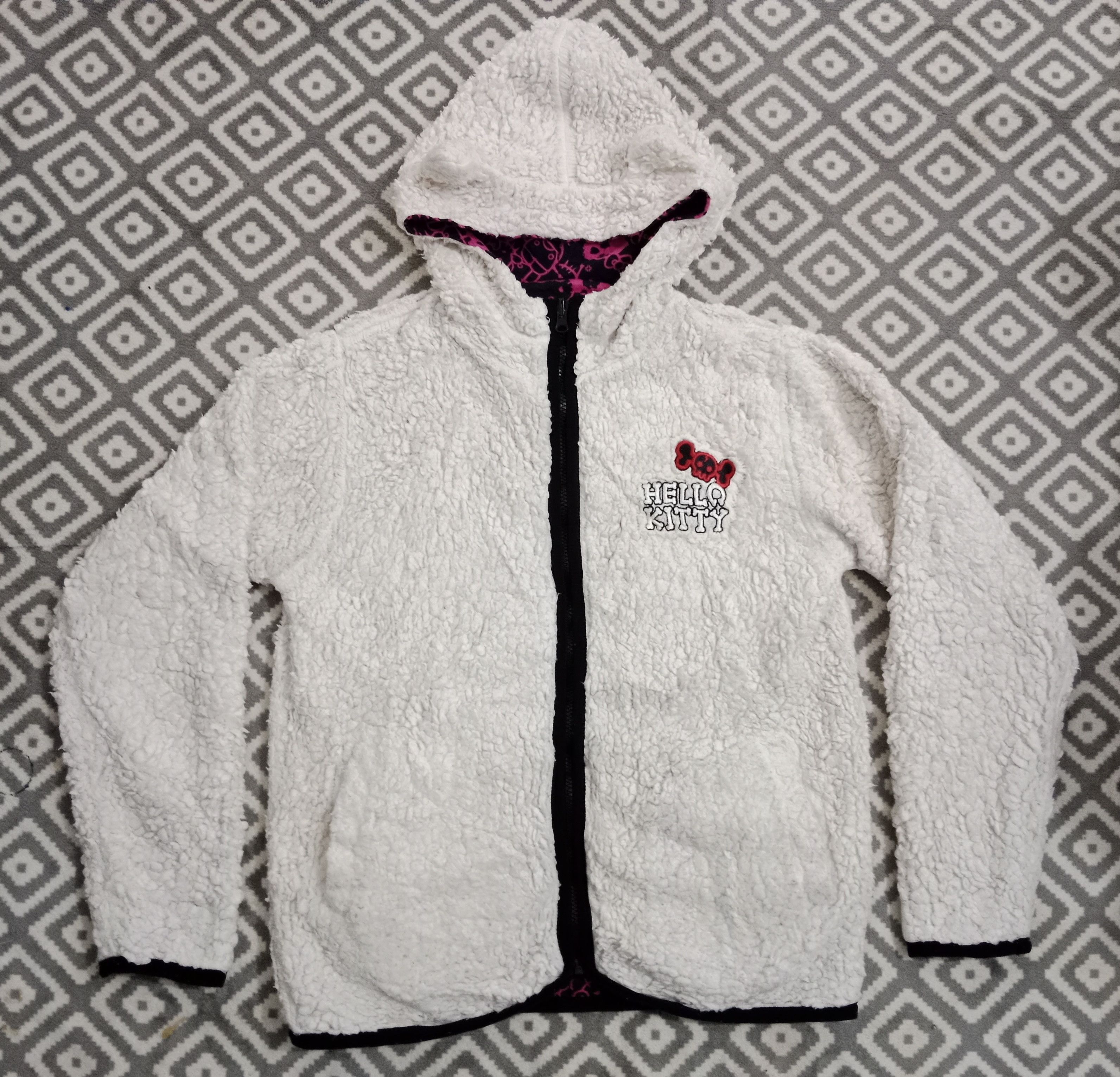 Anime GOTHIC Hello Kitty Skulls Fleece Reversible Hoodie Size M / US 6-8 / IT 42-44 - 6 Thumbnail