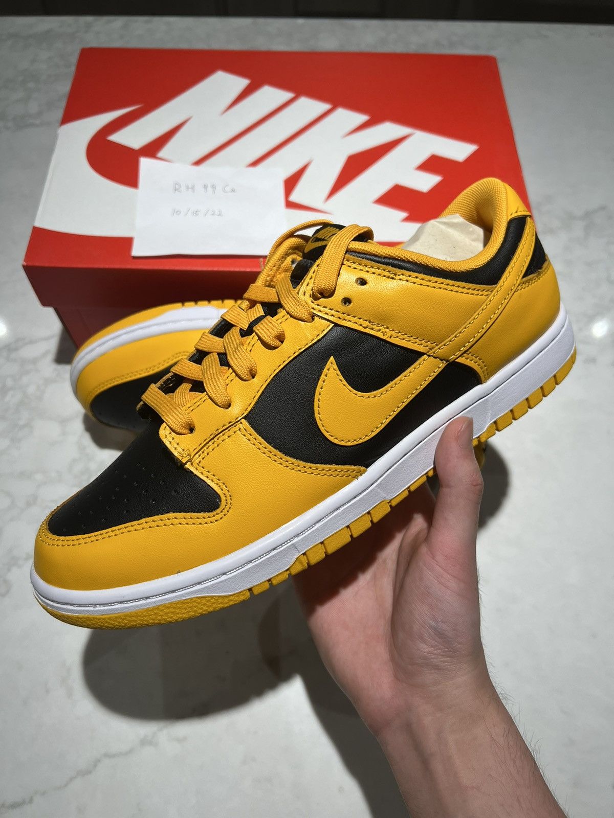 image of Nike Dunk Low Championship Goldenrod Shoes, Men's (Size 9.5)