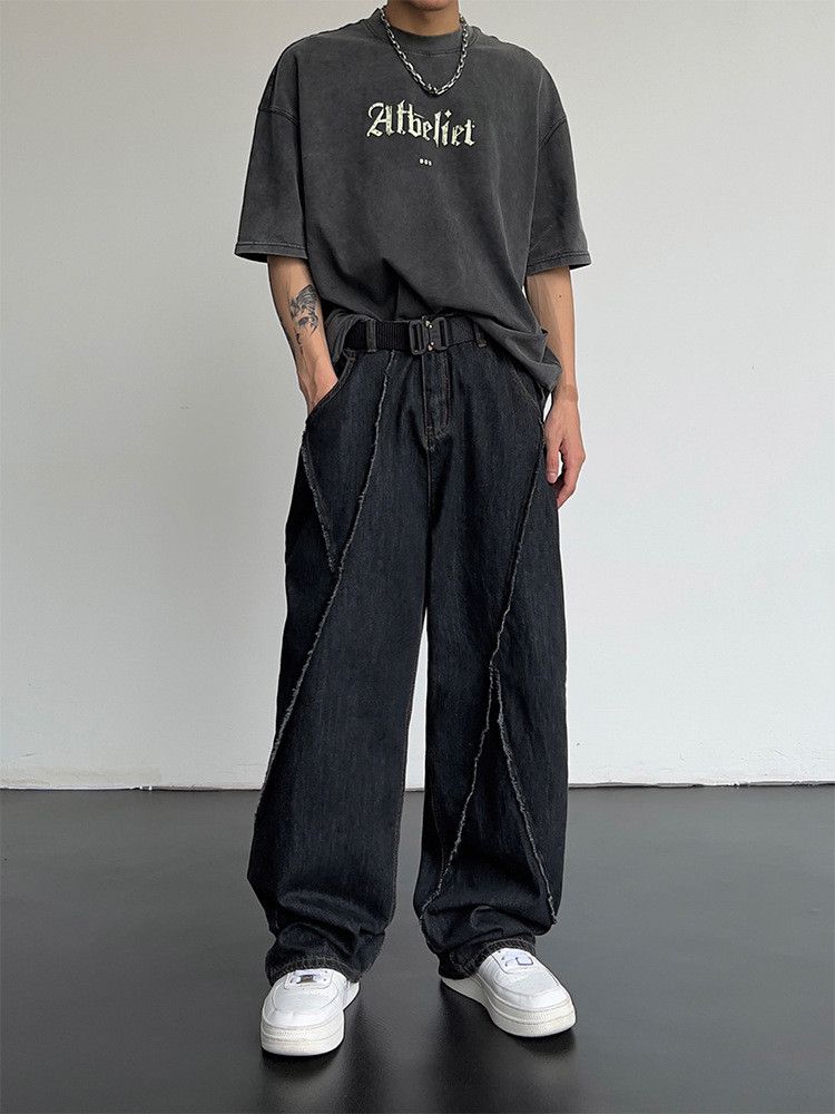 Other Ripped Patchwork Denim Trousers Oversize Loose Casual Pants Size US 31 - 1 Thumbnail