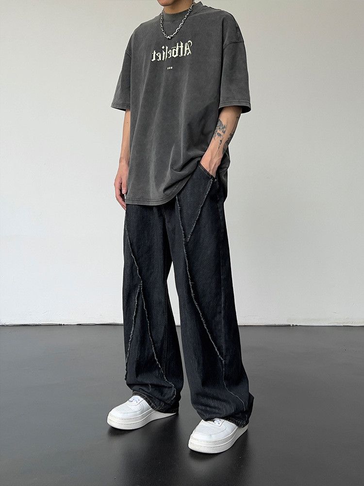 Other Ripped Patchwork Denim Trousers Oversize Loose Casual Pants Size US 33 - 2 Thumbnail