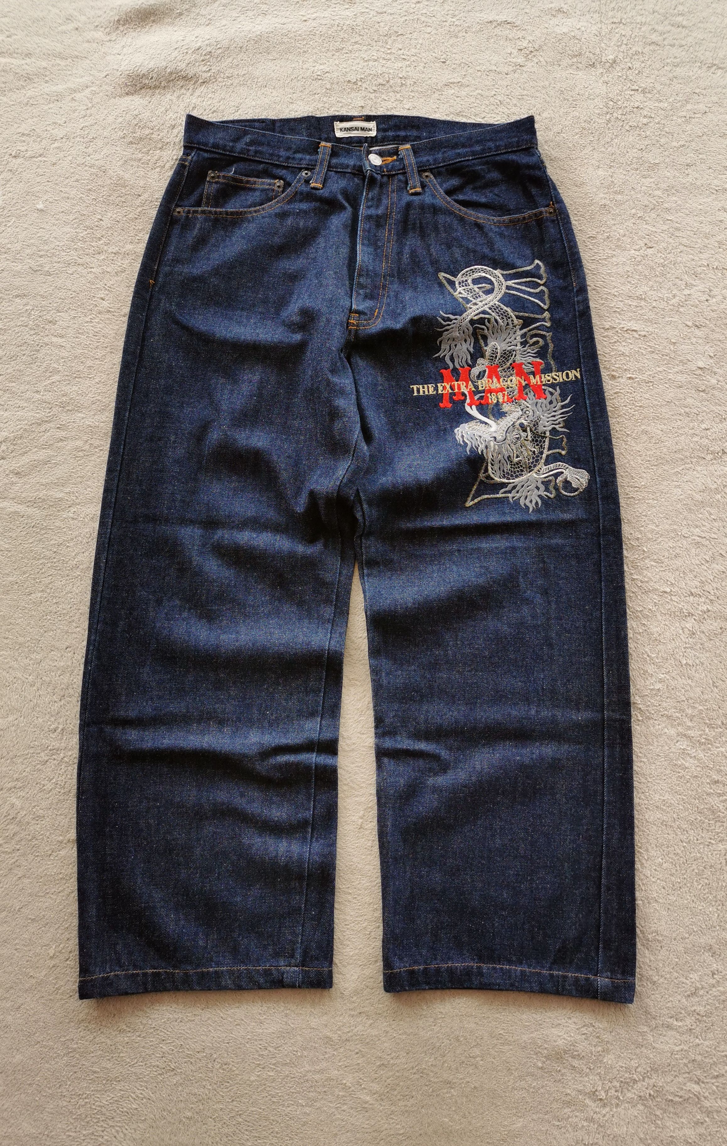 Japanese Brand Kansai Yamamoto Man Japan Dragon Ankle Jeans Size US 32 / EU 48 - 2 Thumbnail
