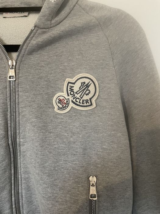 Moncler Moncler Double Logo Zipped Hoodie Grey Grailed