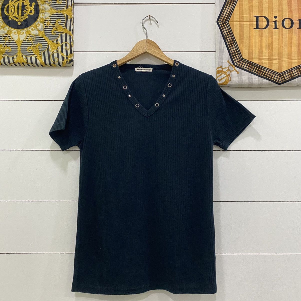 If Six Was Nine × Le Grande Bleu (L.G.B.) × semanticdesign Semantic Design Japanese V-Neck Tee Tshirt Size US XXS / EU 40 - 1 Thumbnail