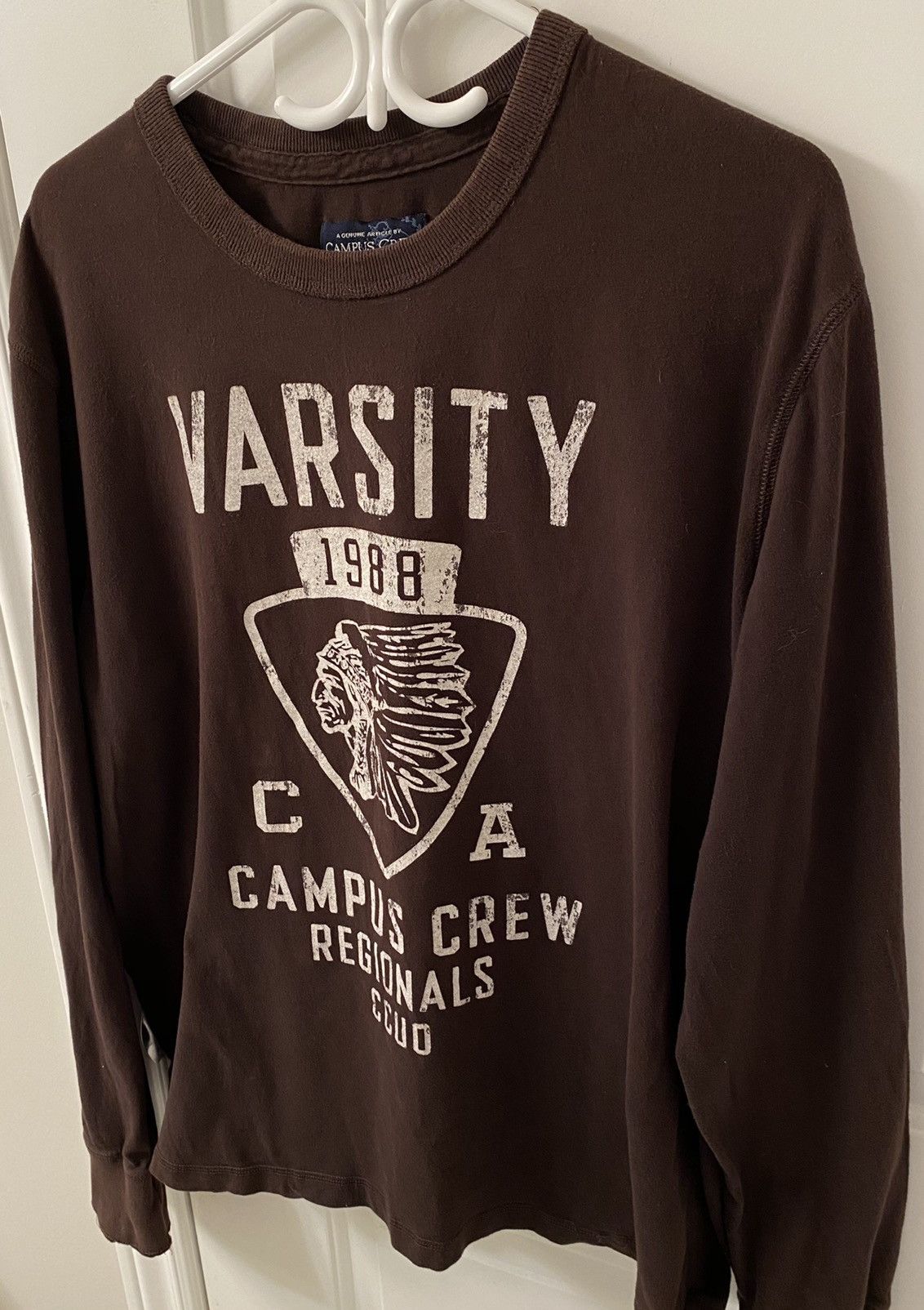 Other Vintage Varsity Campus Crew Mens Brown Long Sleeve Shirt Size US XL / EU 56 / 4 - 3 Thumbnail