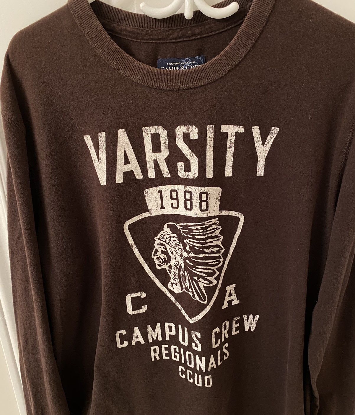 Other Vintage Varsity Campus Crew Mens Brown Long Sleeve Shirt Size US XL / EU 56 / 4 - 4 Thumbnail