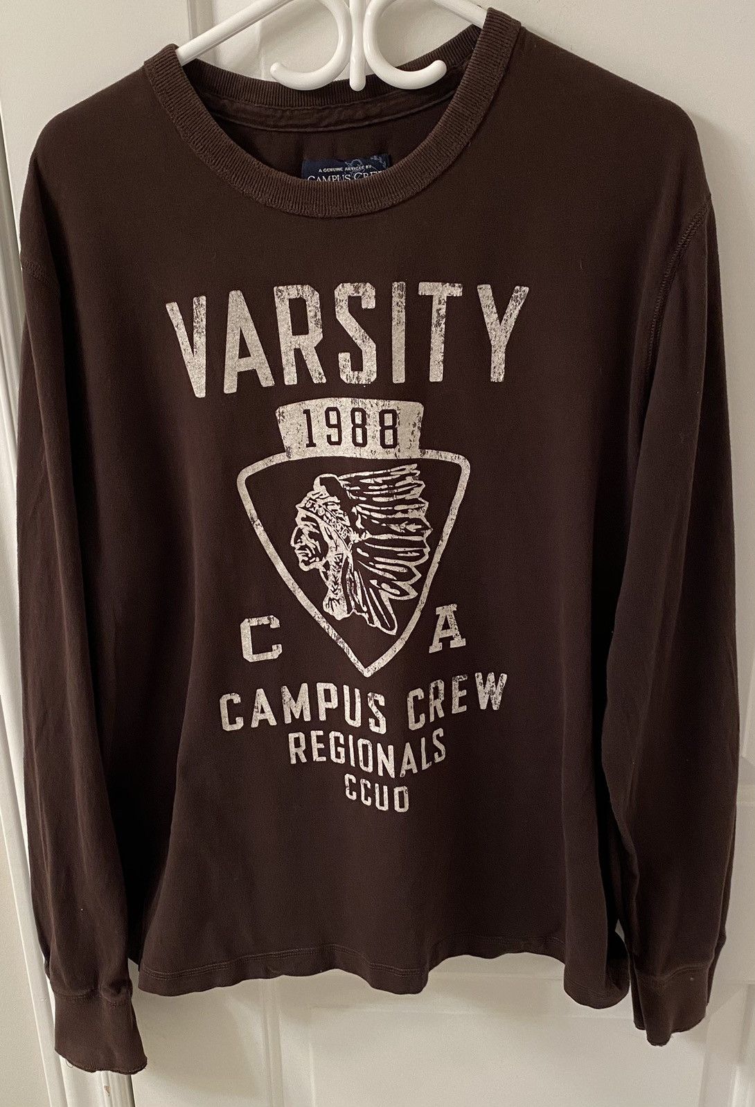 Other Vintage Varsity Campus Crew Mens Brown Long Sleeve Shirt Size US XL / EU 56 / 4 - 1 Thumbnail