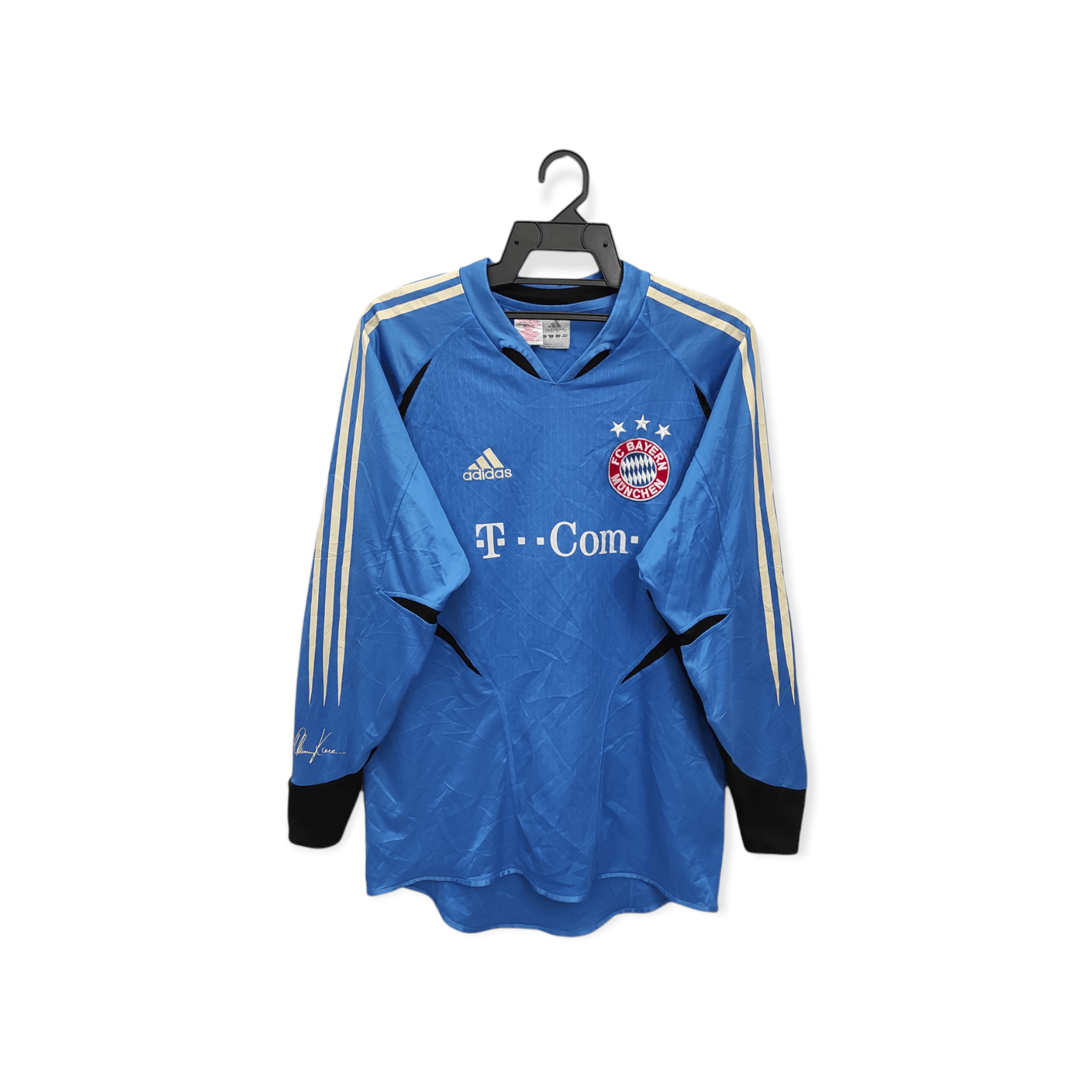 image of Adidas x Soccer Jersey 2004/05 Bayern Munich Oliver Kahn Signature Vintage Jersey in Blue White Str