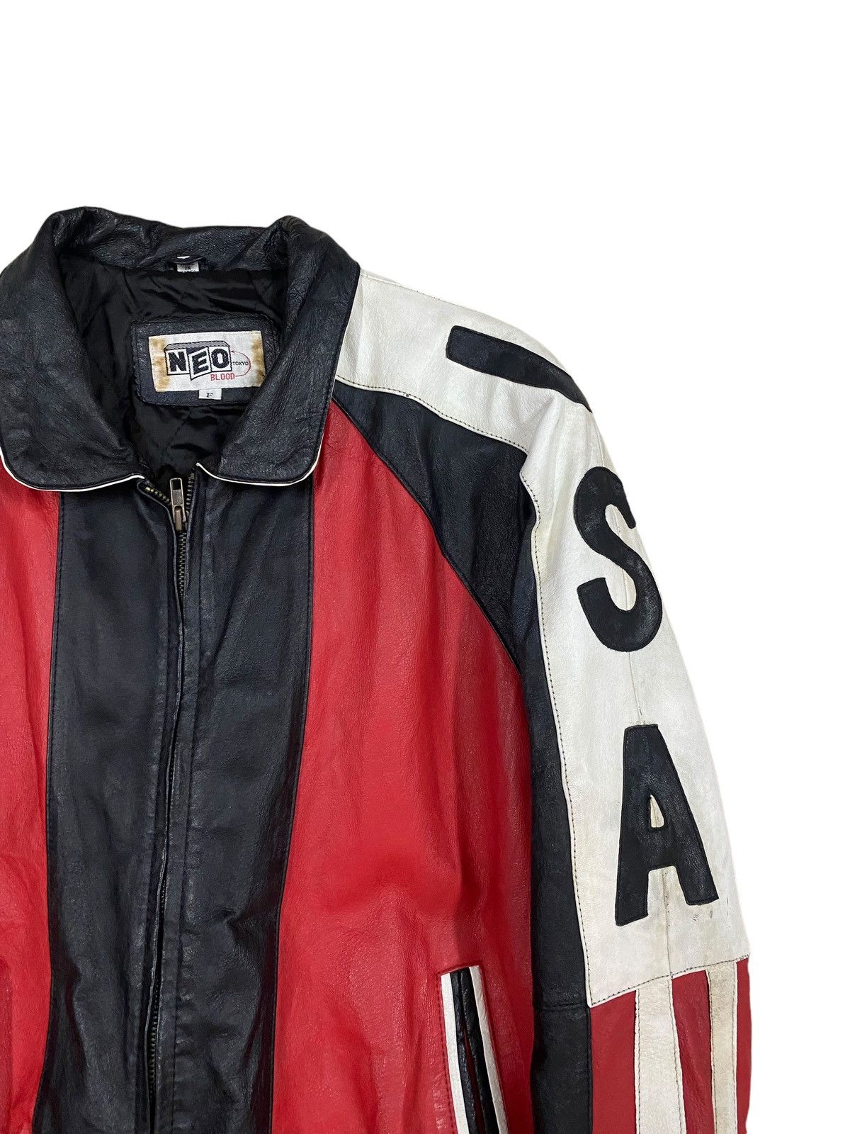 Vintage Vtg🔥Neo Blood Tokyo America Flag Leather Jacket Size US M / EU 48-50 / 2 - 7 Thumbnail