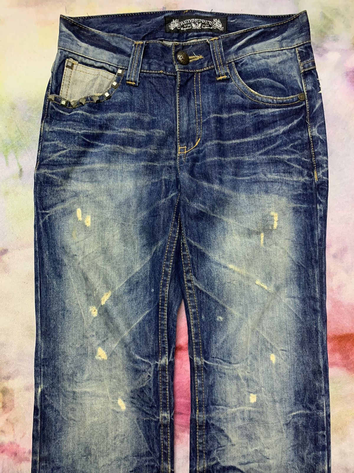 Hysteric Glamour Japanese Brand Red Pepper Washed Denim Straight Cut Size US 33 - 6 Thumbnail